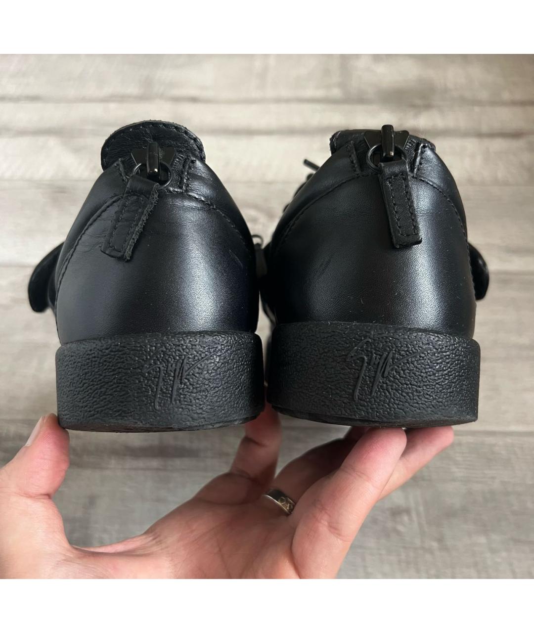 GIUSEPPE ZANOTTI DESIGN Черные кожаные низкие кроссовки / кеды, фото 5