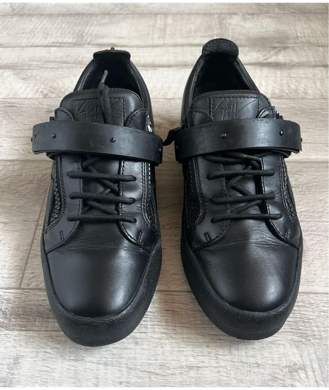 GIUSEPPE ZANOTTI DESIGN Черные кожаные низкие кроссовки / кеды, фото 3