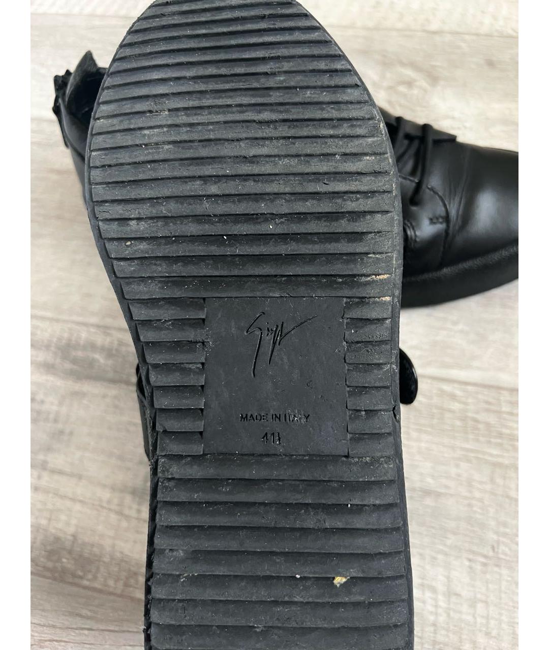 GIUSEPPE ZANOTTI DESIGN Черные кожаные низкие кроссовки / кеды, фото 7