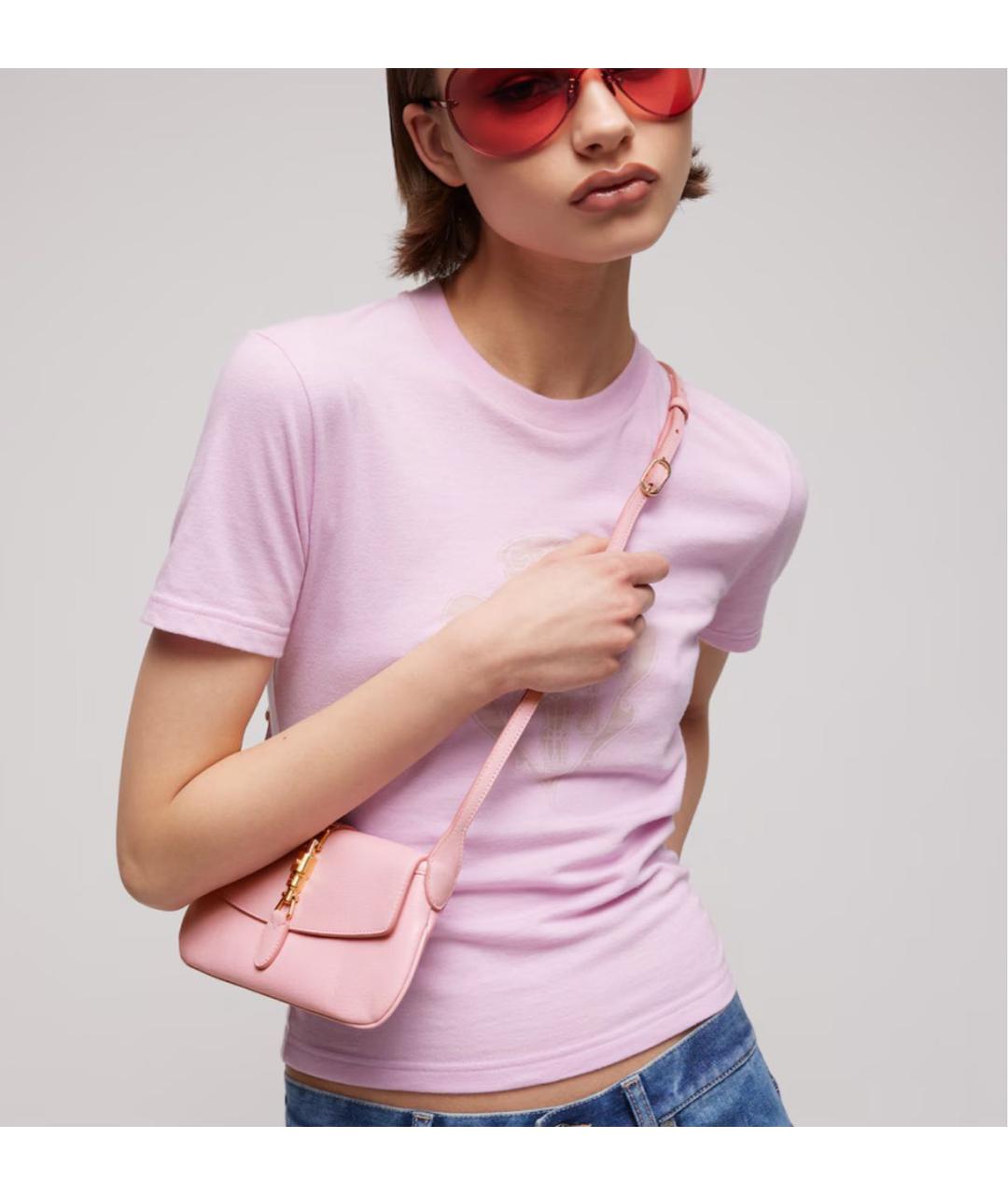 GUCCI Розовая кожаная сумка с короткими ручками, фото 2