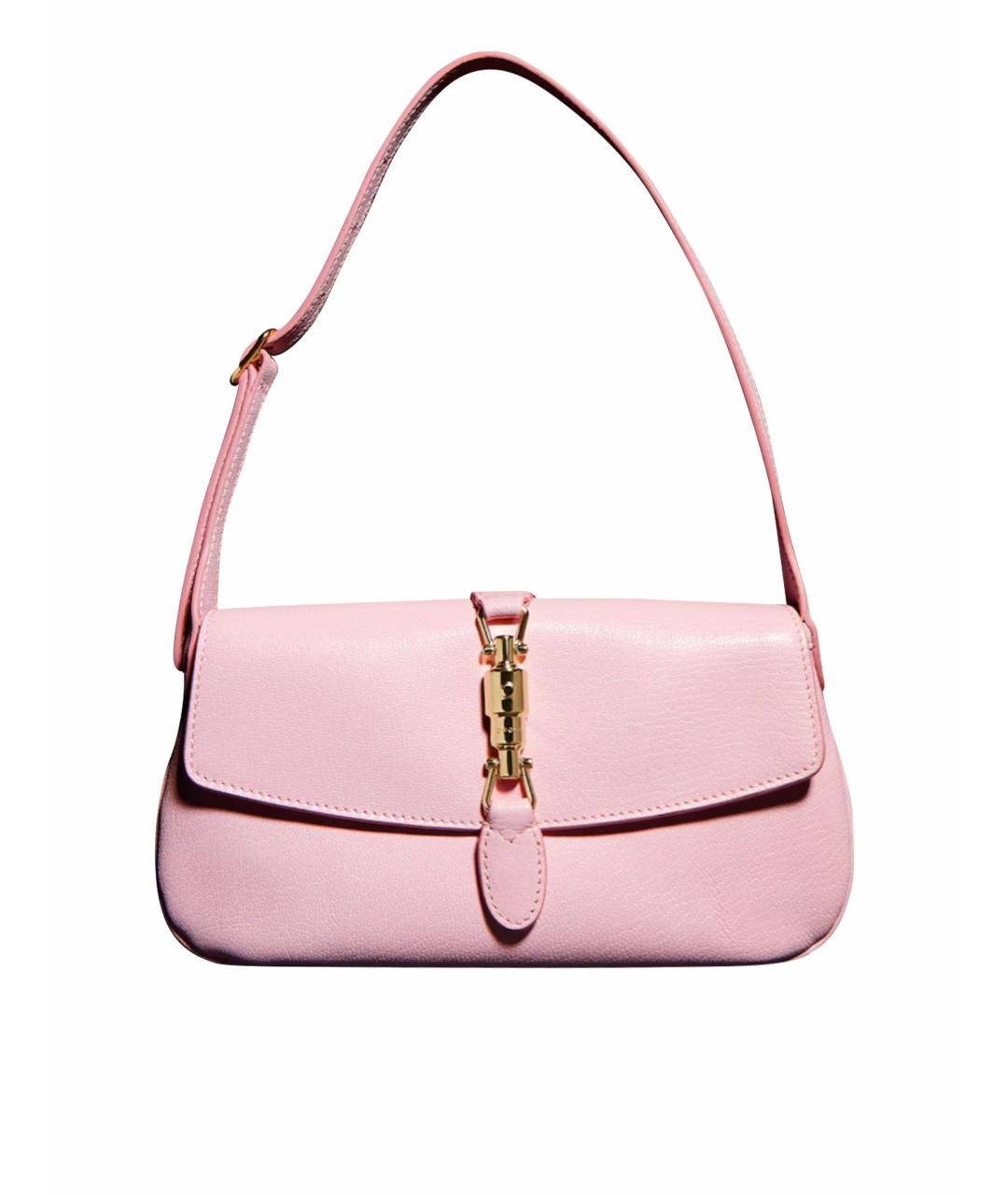 GUCCI Розовая кожаная сумка с короткими ручками, фото 1