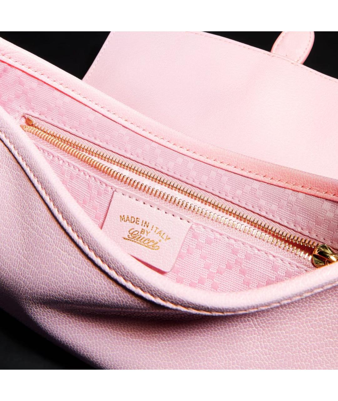 GUCCI Розовая кожаная сумка с короткими ручками, фото 4