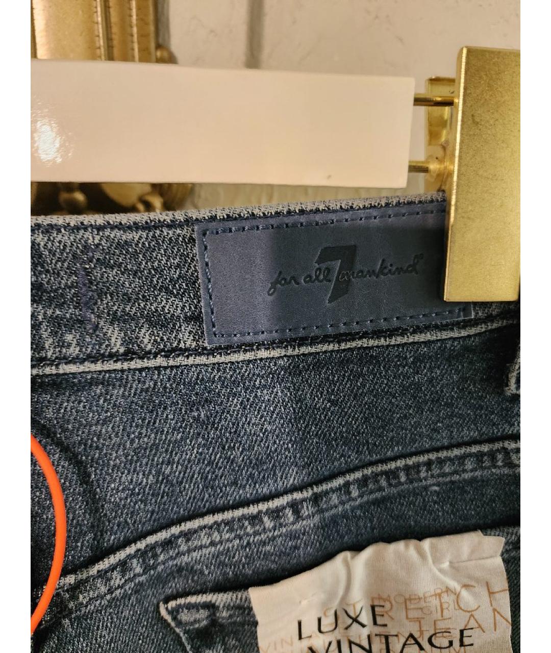 7 FOR ALL MANKIND Синие хлопковые прямые джинсы, фото 5