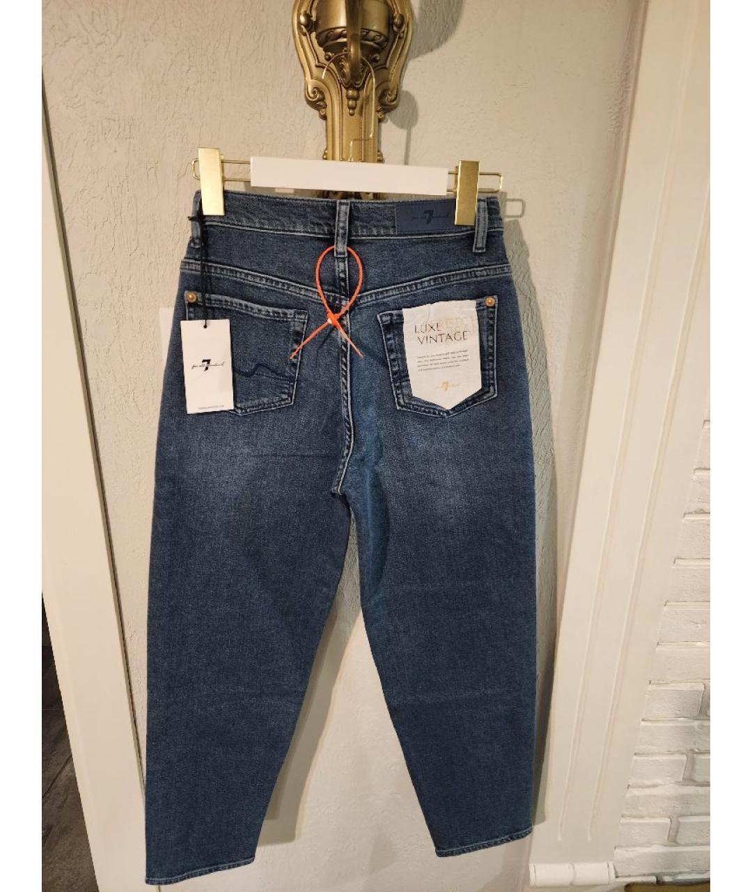 7 FOR ALL MANKIND Синие хлопковые прямые джинсы, фото 4