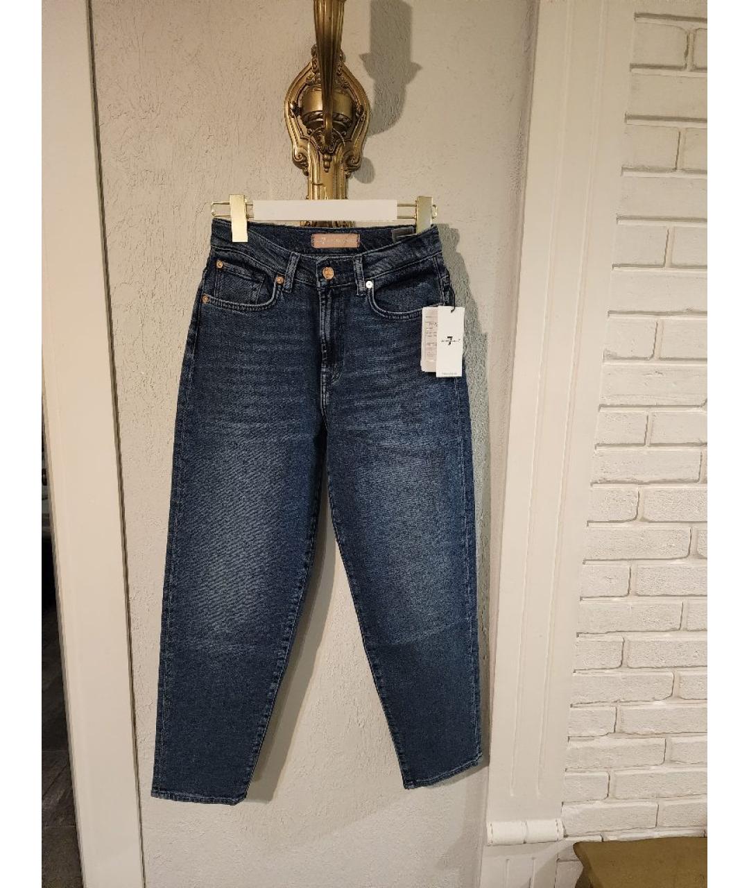 7 FOR ALL MANKIND Синие хлопковые прямые джинсы, фото 2