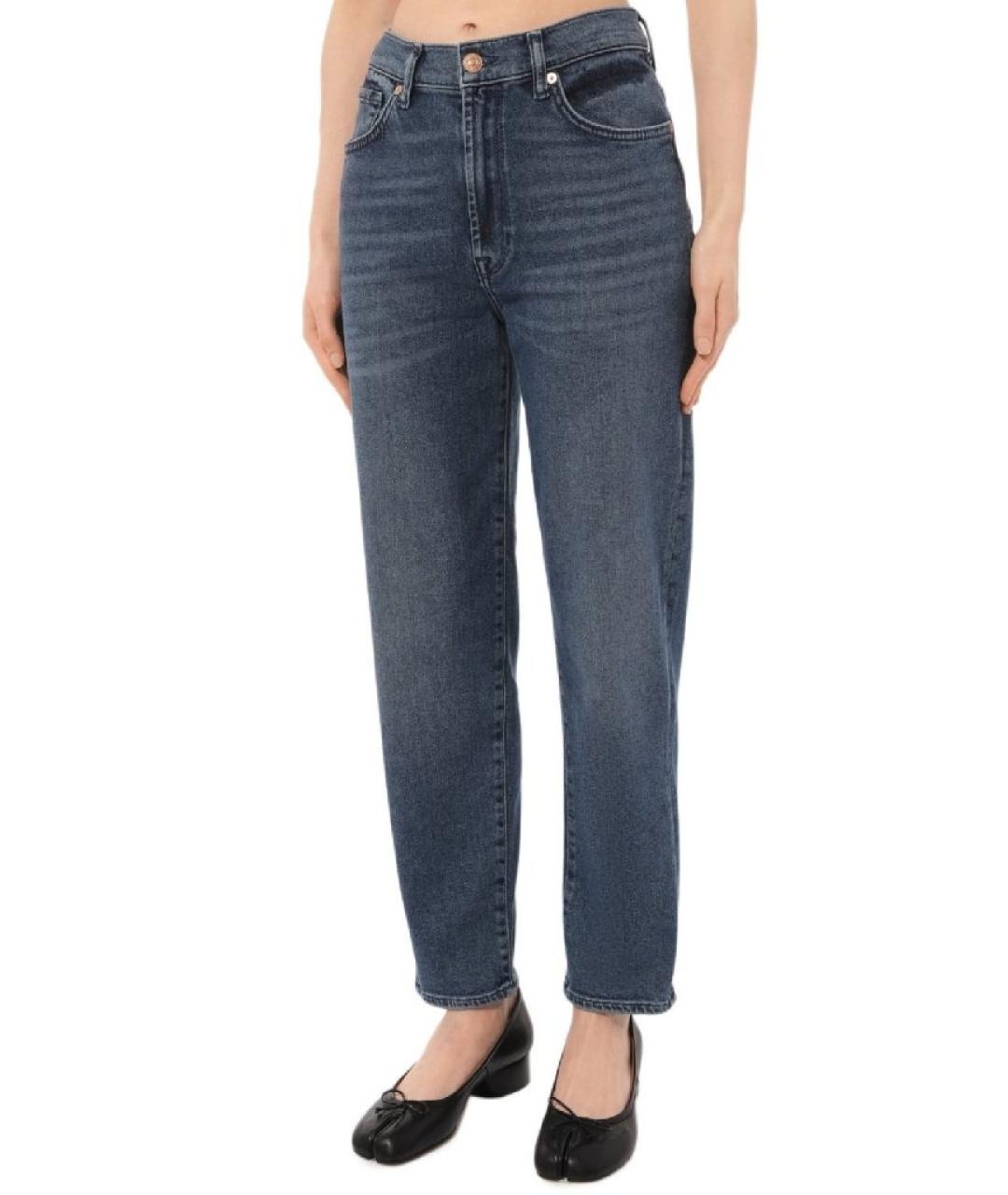 7 FOR ALL MANKIND Синие хлопковые прямые джинсы, фото 7