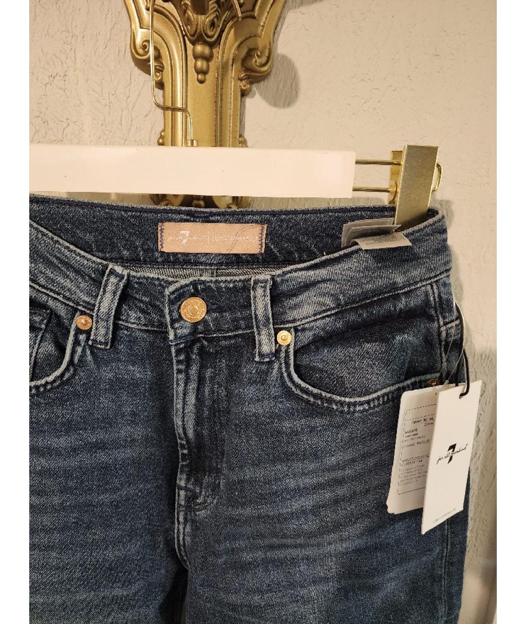 7 FOR ALL MANKIND Синие хлопковые прямые джинсы, фото 3
