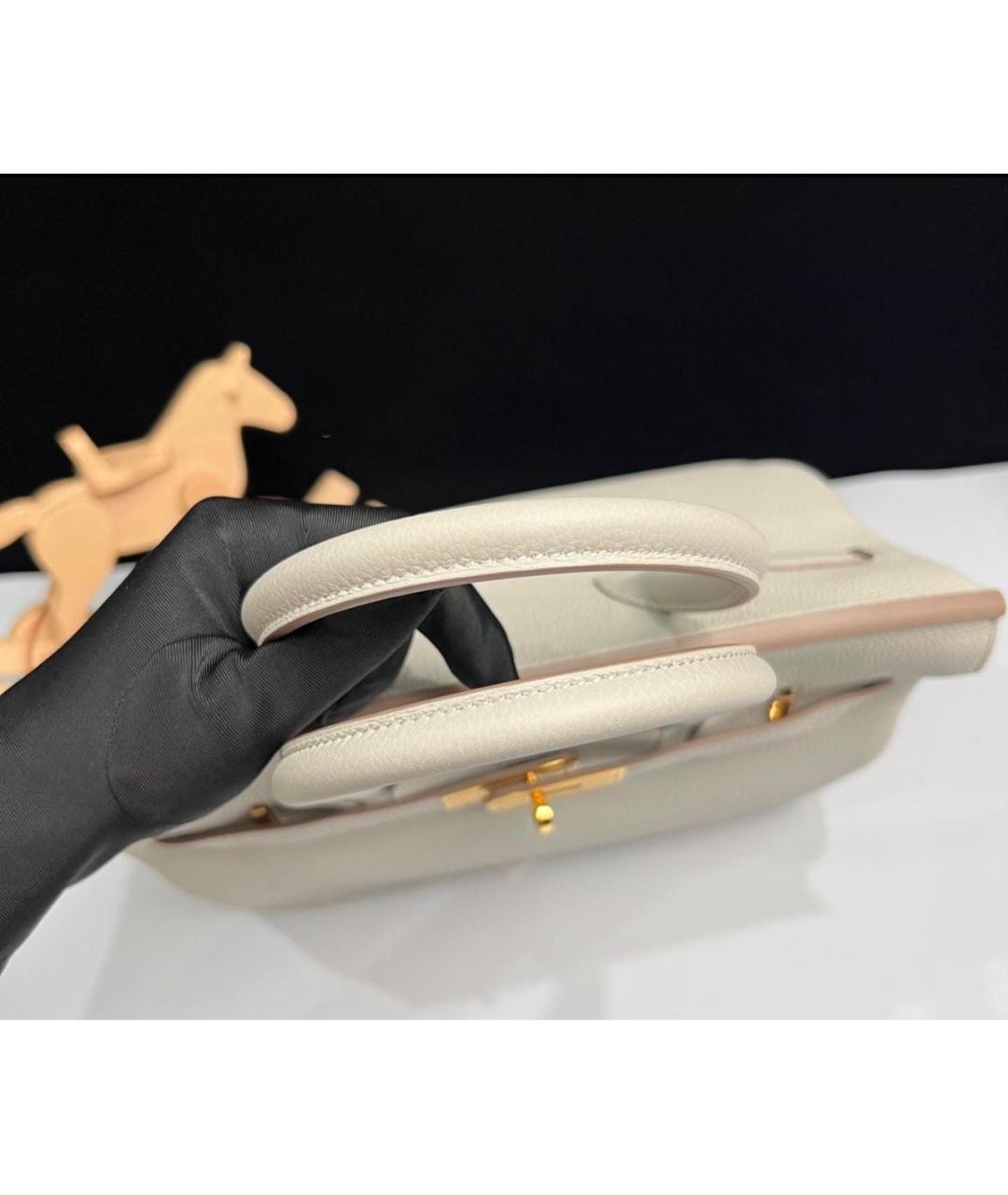 HERMES Бежевая кожаная сумка с короткими ручками, фото 8