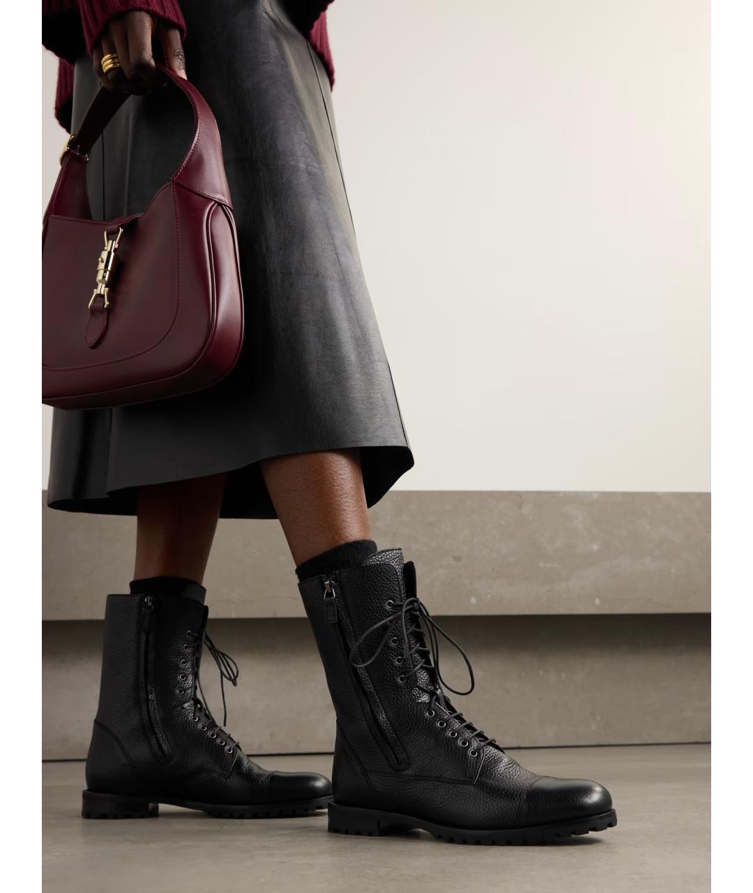 MANOLO BLAHNIK Черные кожаные ботинки, фото 2