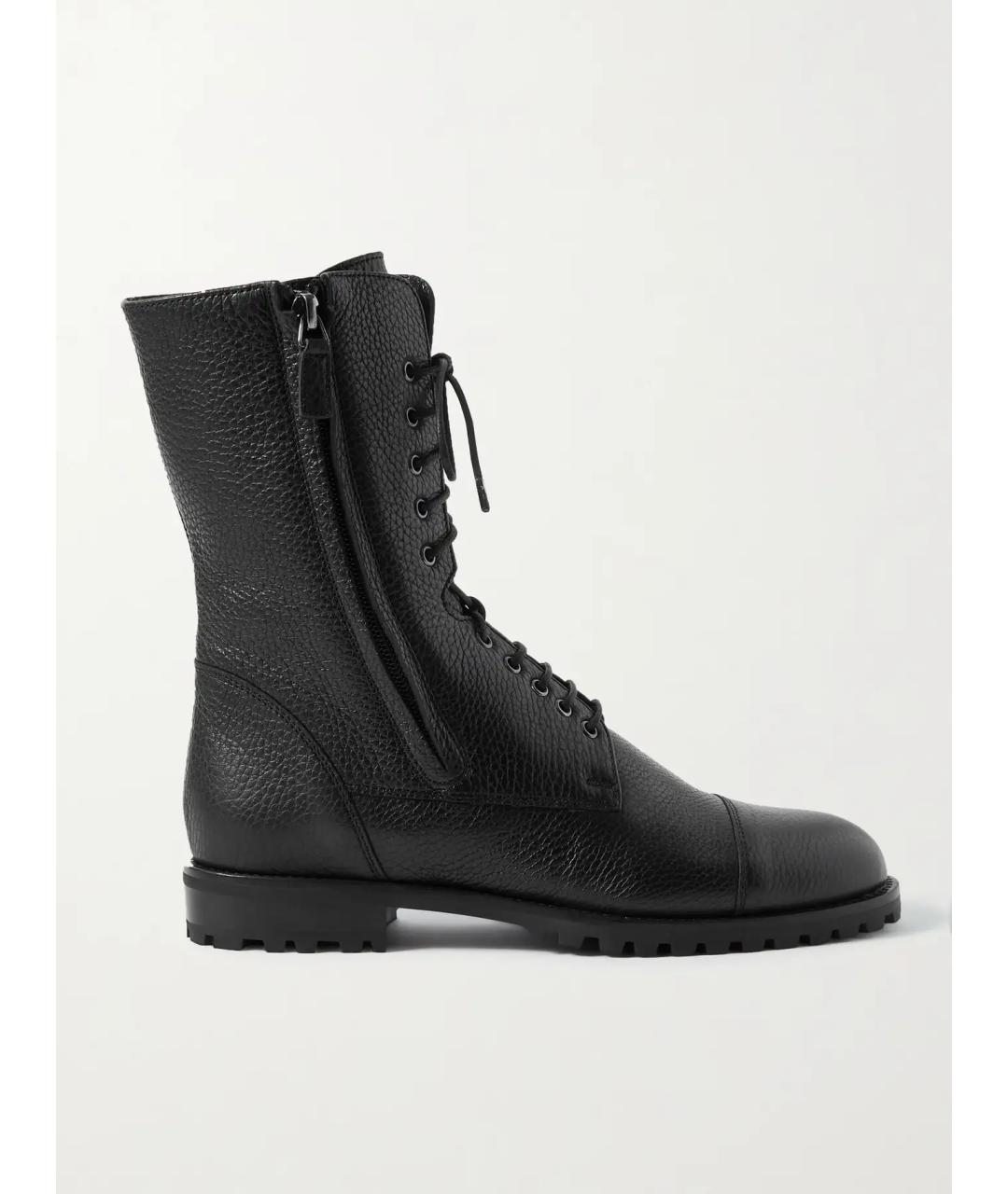 MANOLO BLAHNIK Черные кожаные ботинки, фото 4