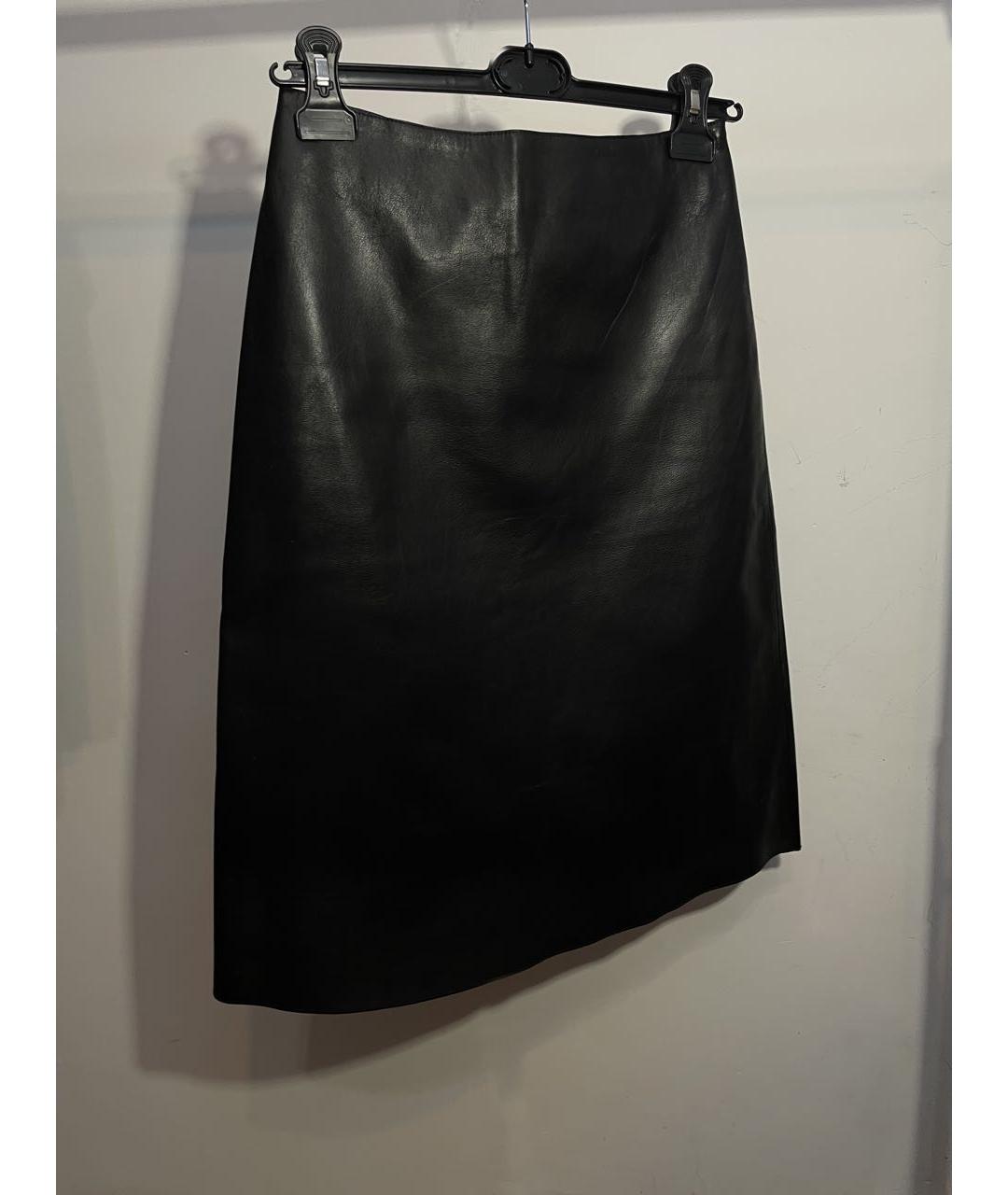PRADA Черная кожаная юбка миди, фото 6