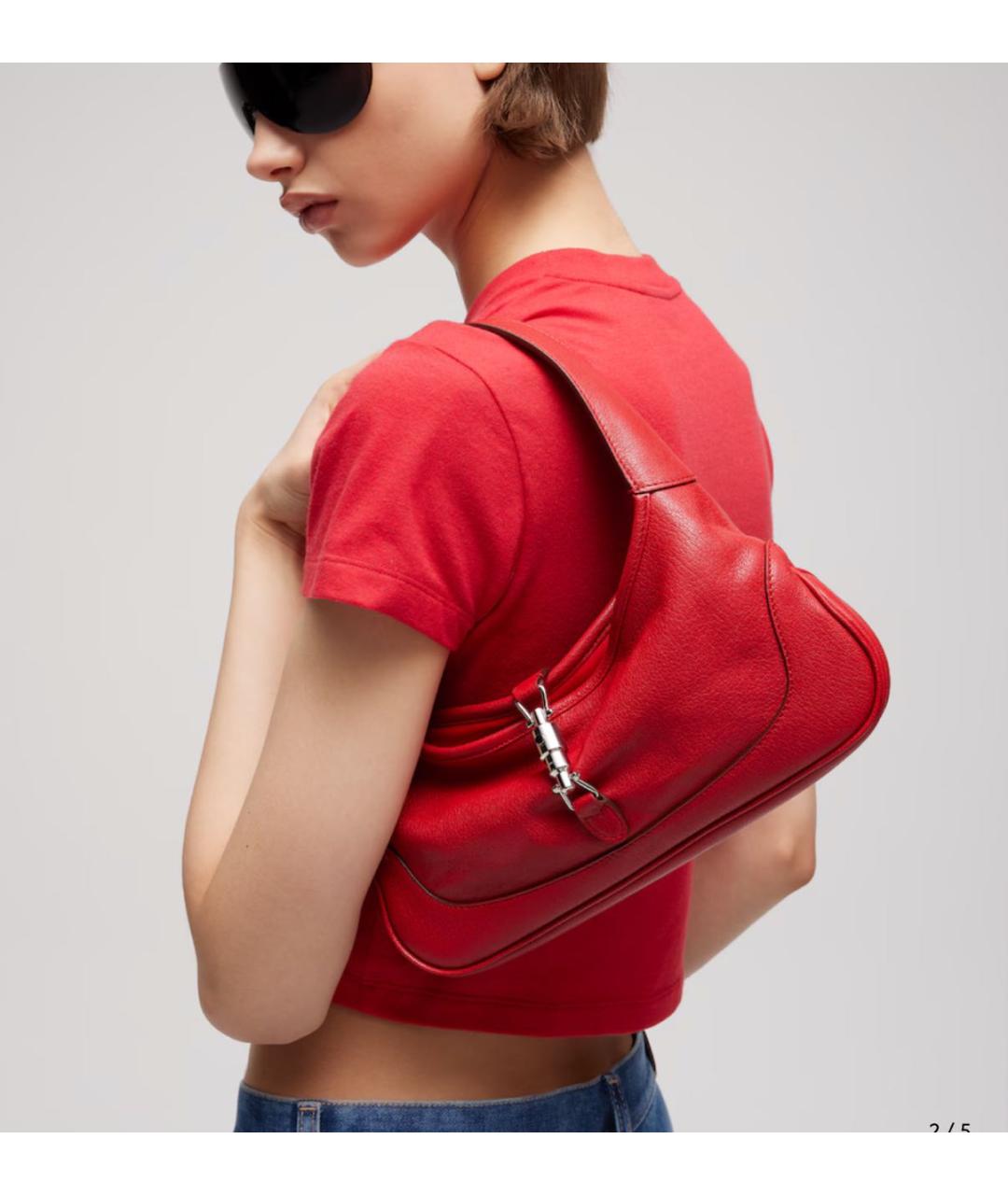 GUCCI Красная кожаная сумка тоут, фото 2