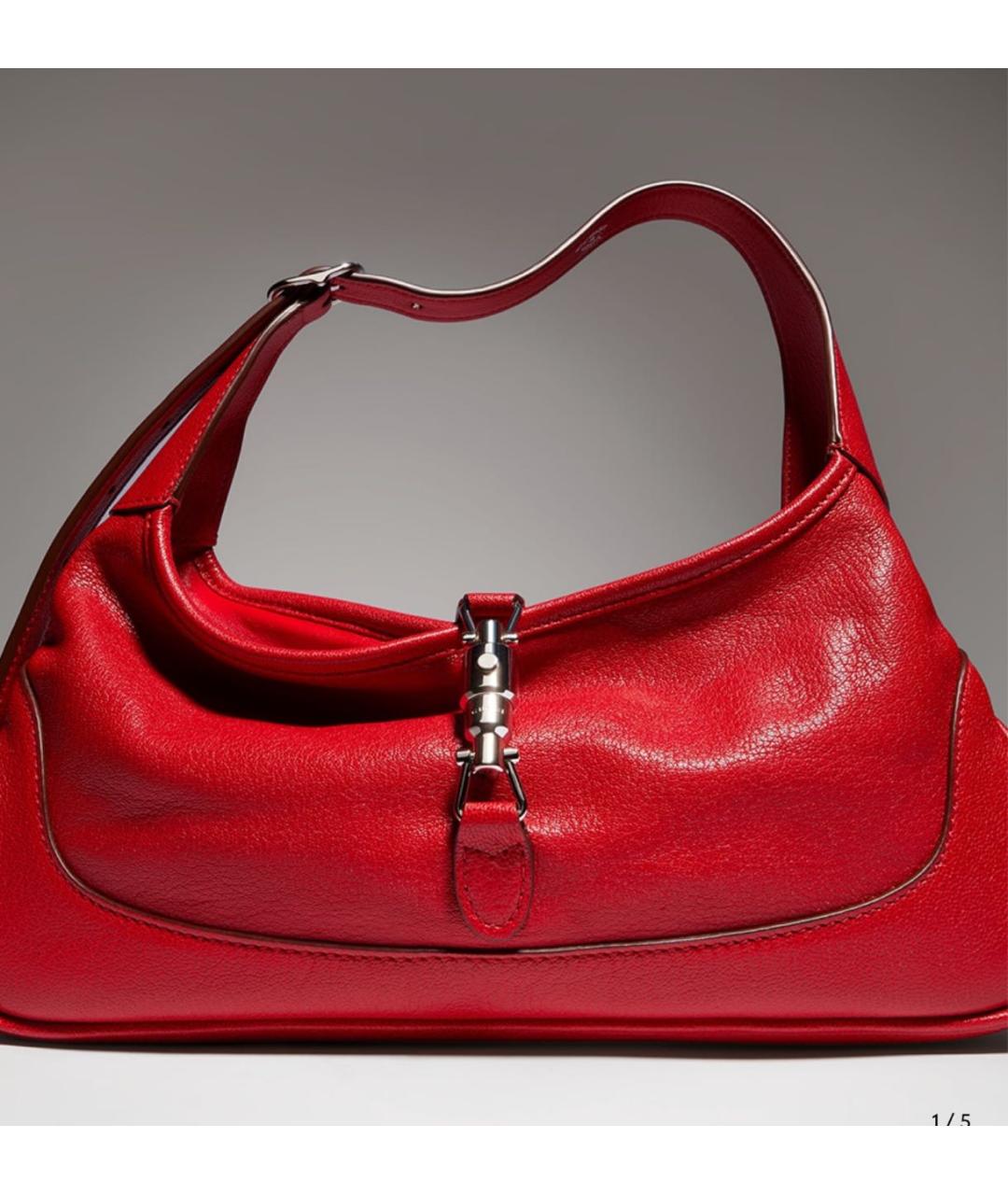 GUCCI Красная кожаная сумка тоут, фото 5