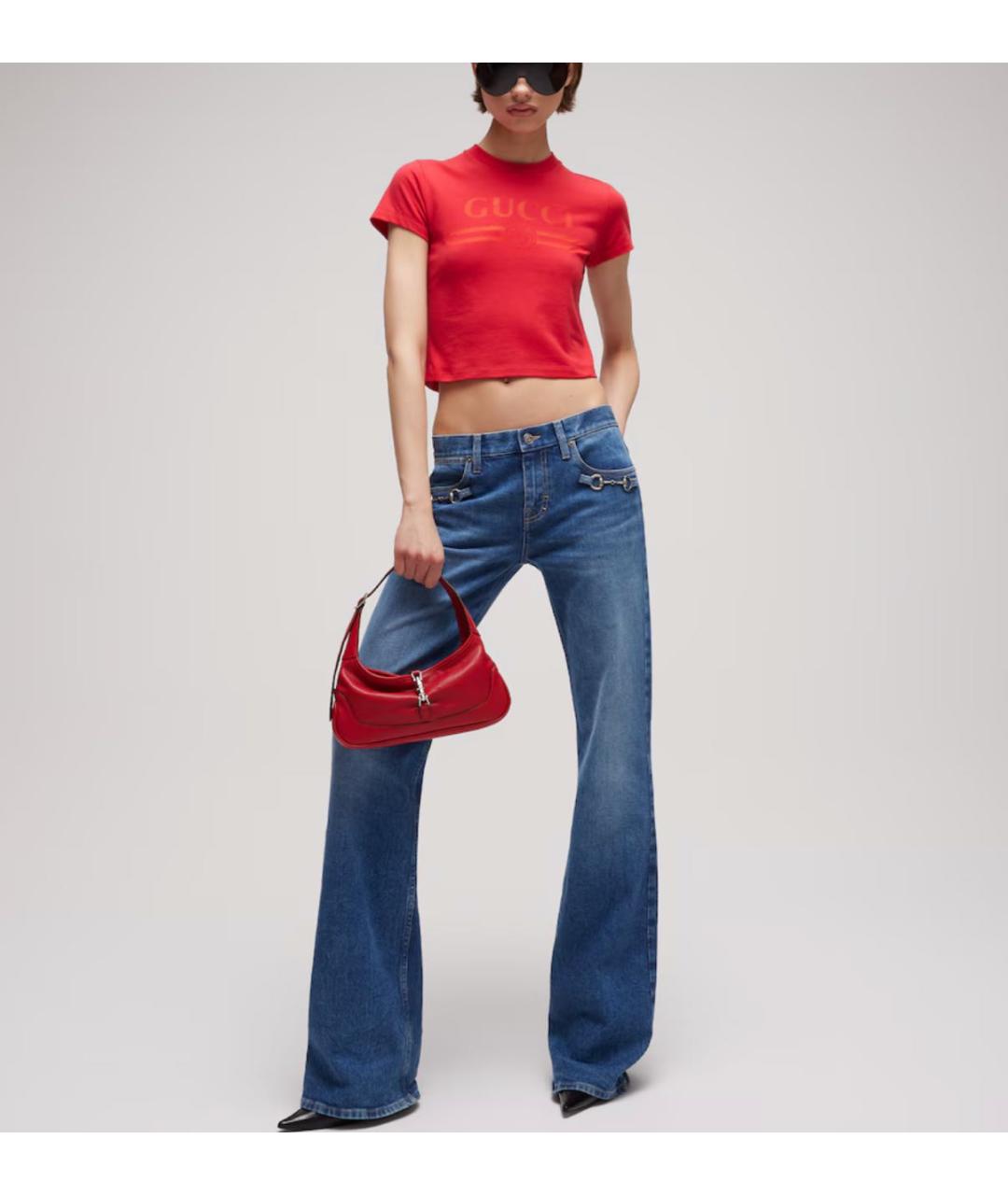 GUCCI Красная кожаная сумка тоут, фото 3