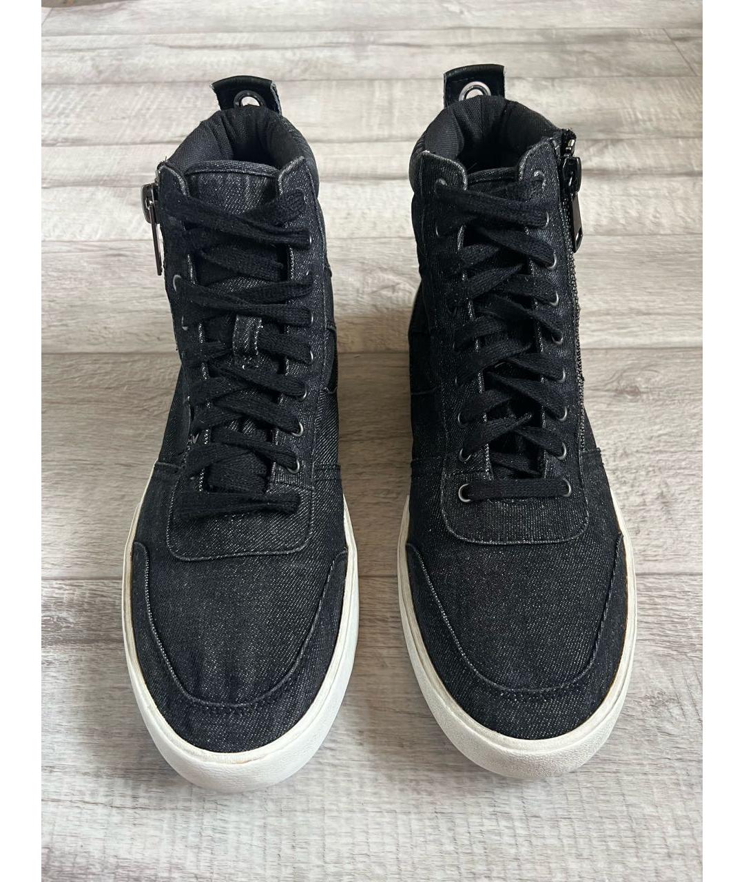 DIESEL Темно-синие текстильные высокие кроссовки / кеды, фото 2