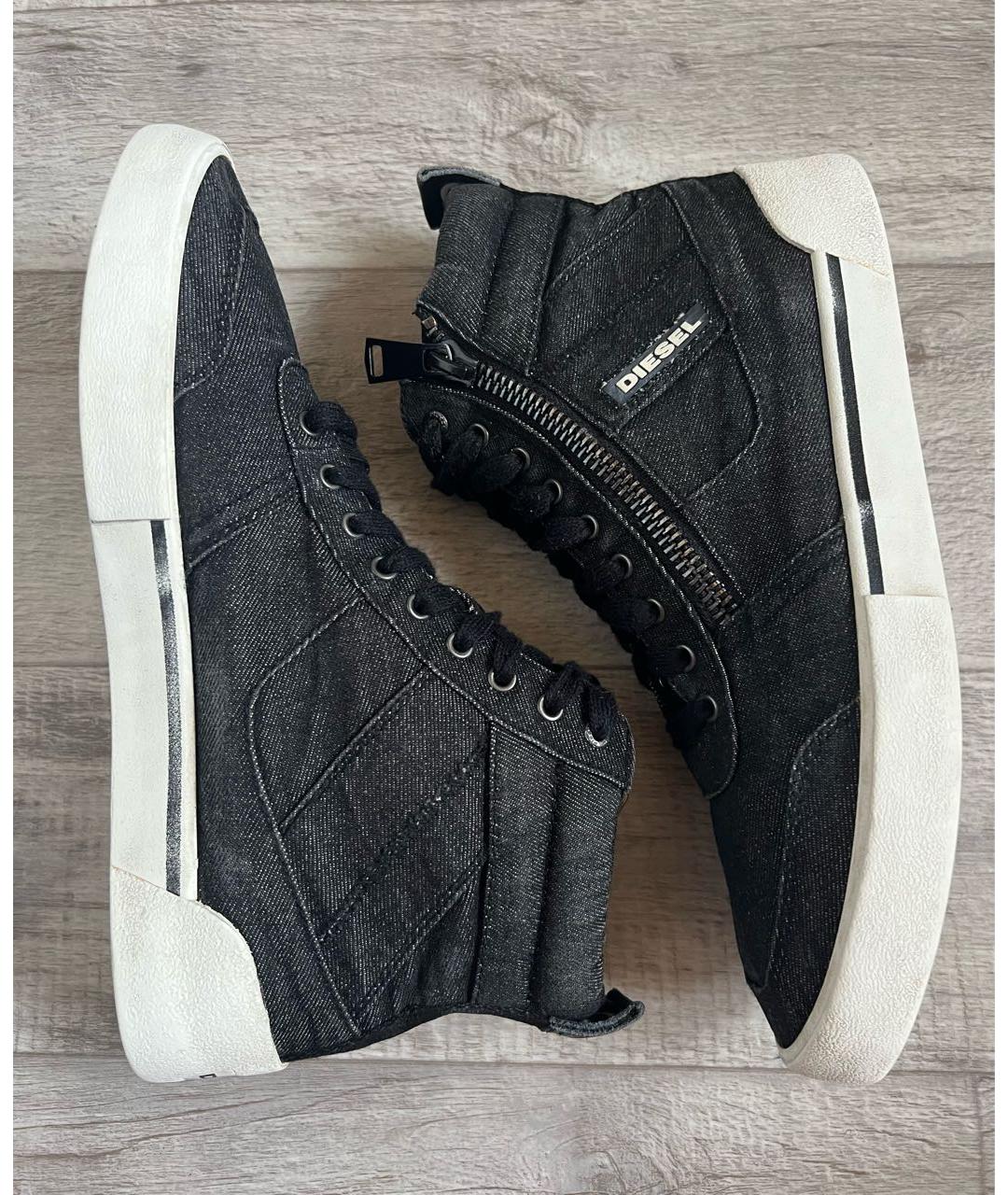 DIESEL Темно-синие текстильные высокие кроссовки / кеды, фото 4
