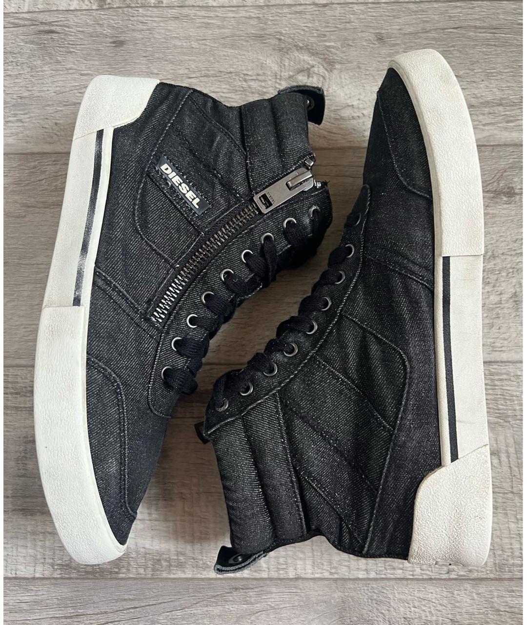 DIESEL Темно-синие текстильные высокие кроссовки / кеды, фото 3