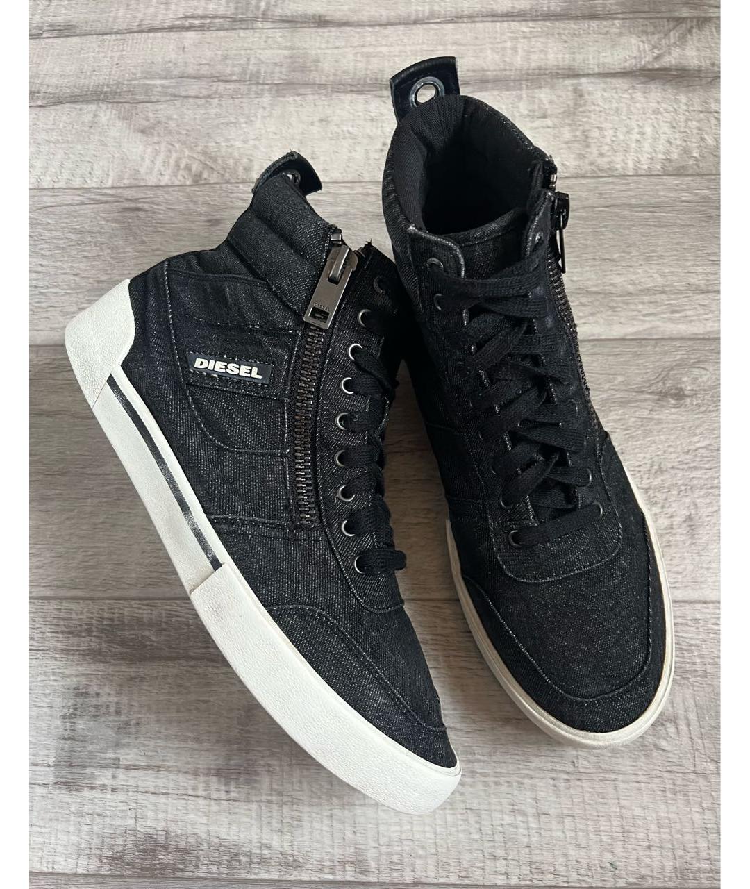 DIESEL Темно-синие текстильные высокие кроссовки / кеды, фото 9
