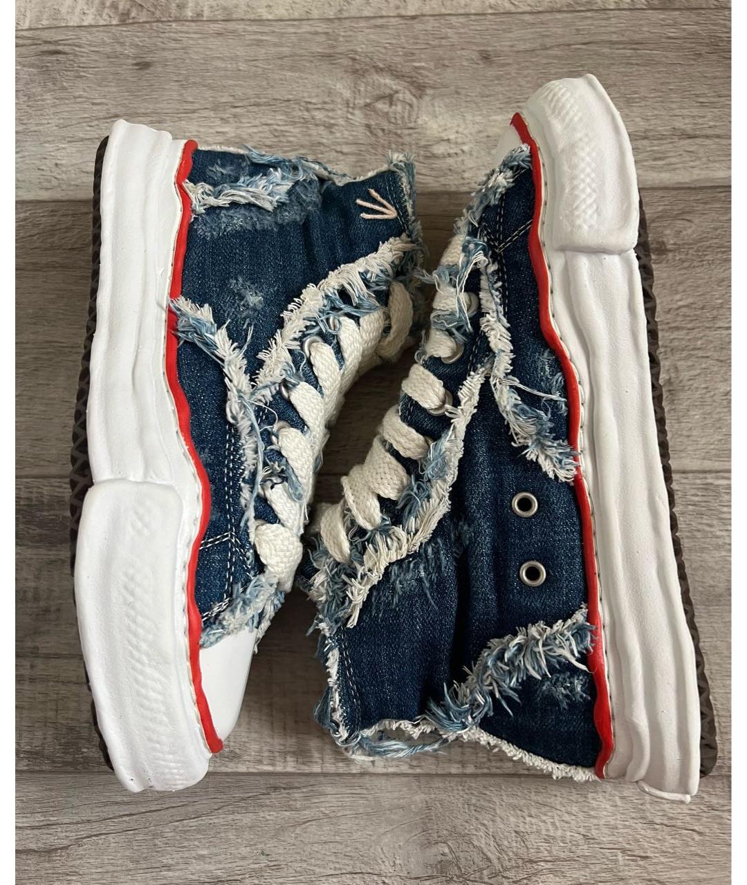MAISON MIHARA YASUHIRO Синие текстильные высокие кроссовки / кеды, фото 3