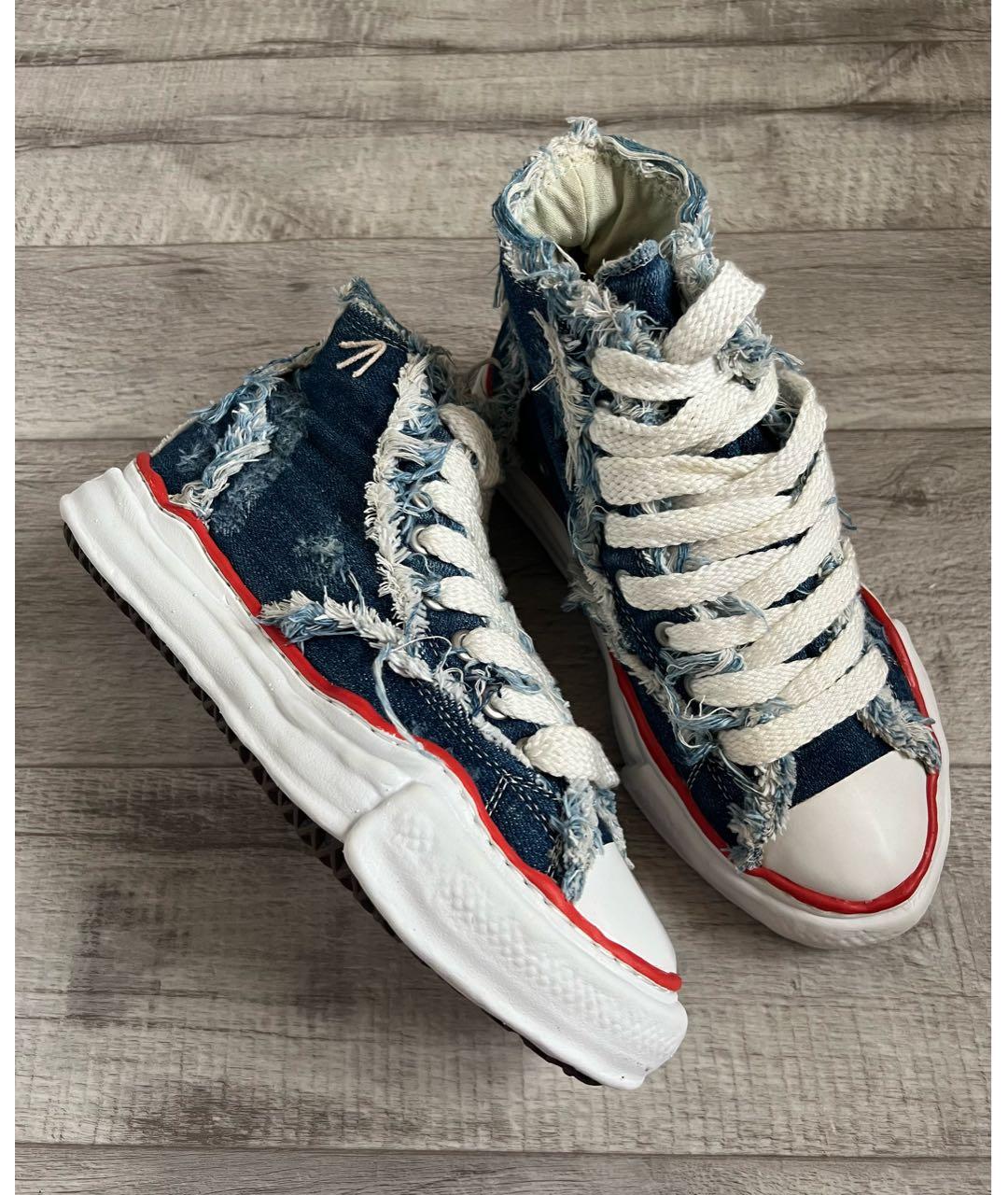 MAISON MIHARA YASUHIRO Синие текстильные высокие кроссовки / кеды, фото 9