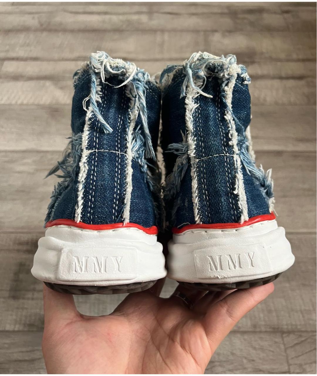 MAISON MIHARA YASUHIRO Синие текстильные высокие кроссовки / кеды, фото 5
