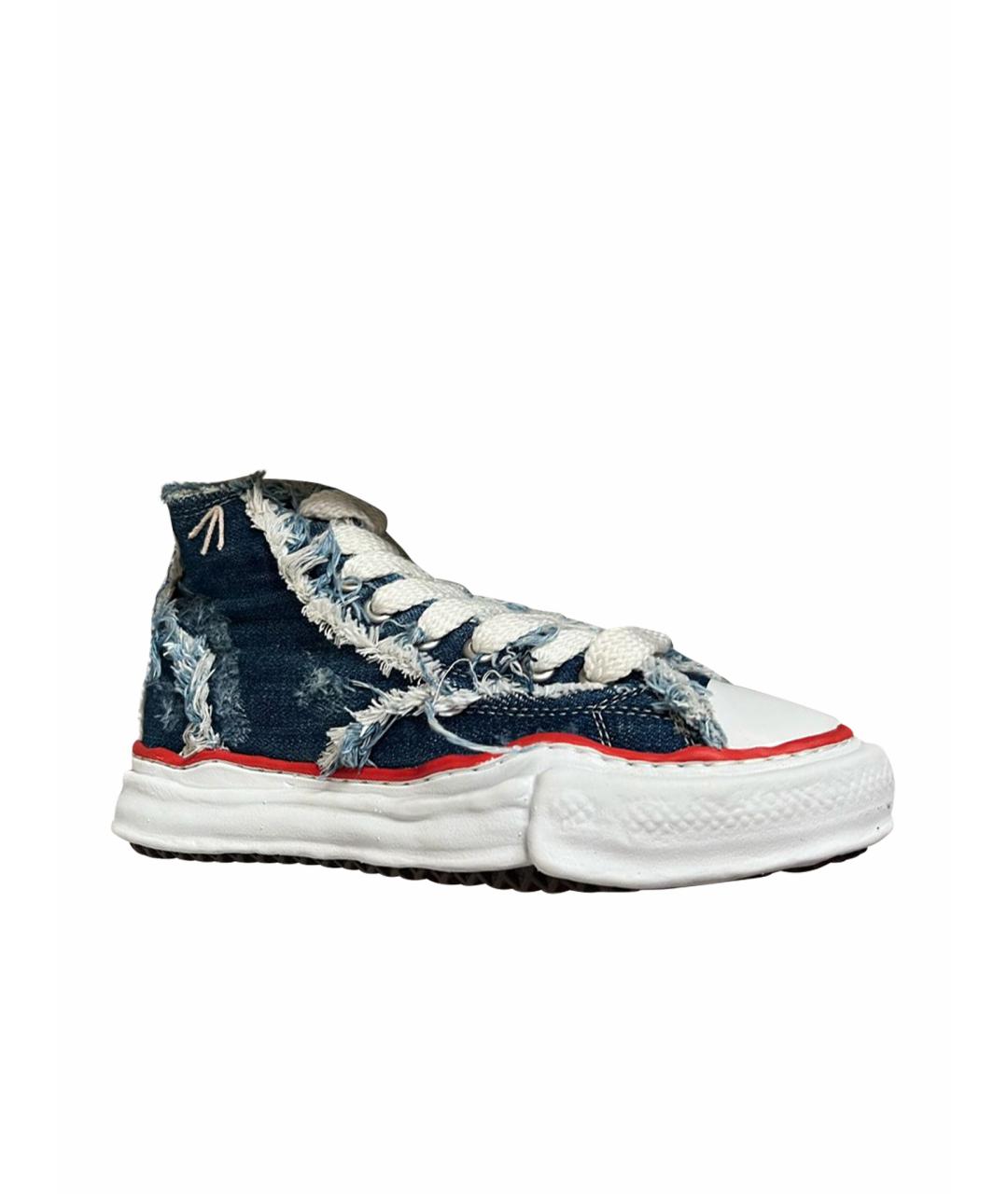 MAISON MIHARA YASUHIRO Синие текстильные высокие кроссовки / кеды, фото 1
