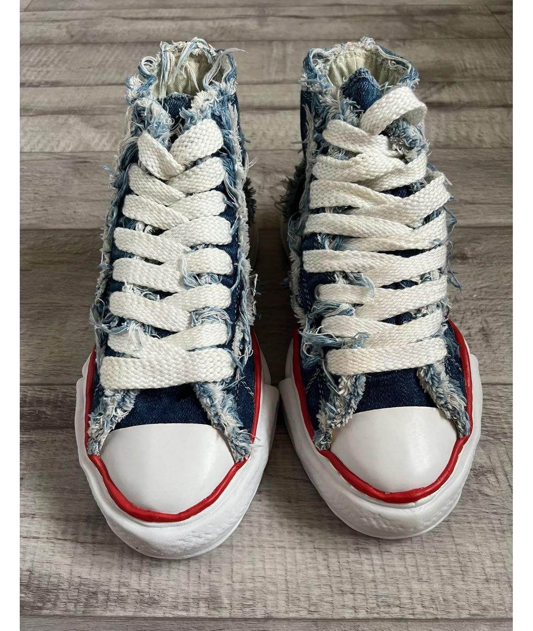 MAISON MIHARA YASUHIRO Синие текстильные высокие кроссовки / кеды, фото 2