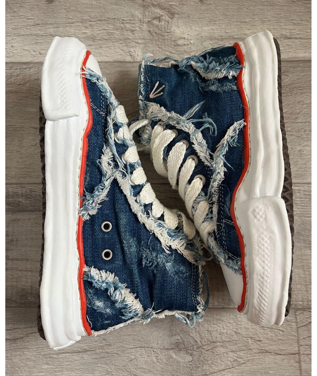 MAISON MIHARA YASUHIRO Синие текстильные высокие кроссовки / кеды, фото 4
