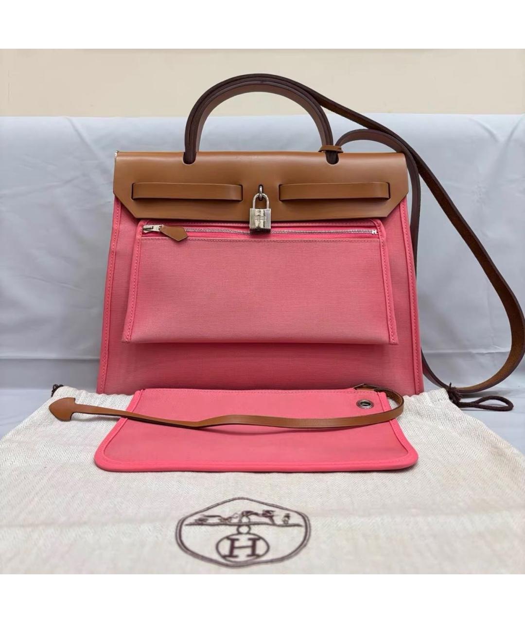 HERMES Розовая тканевая сумка через плечо, фото 2