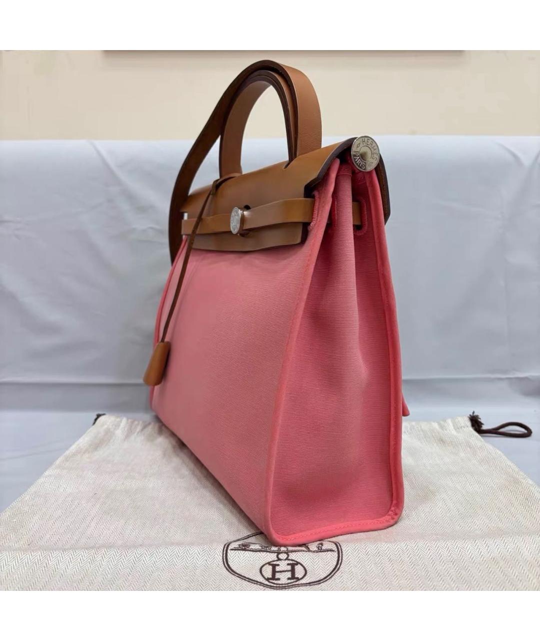 HERMES Розовая тканевая сумка через плечо, фото 3