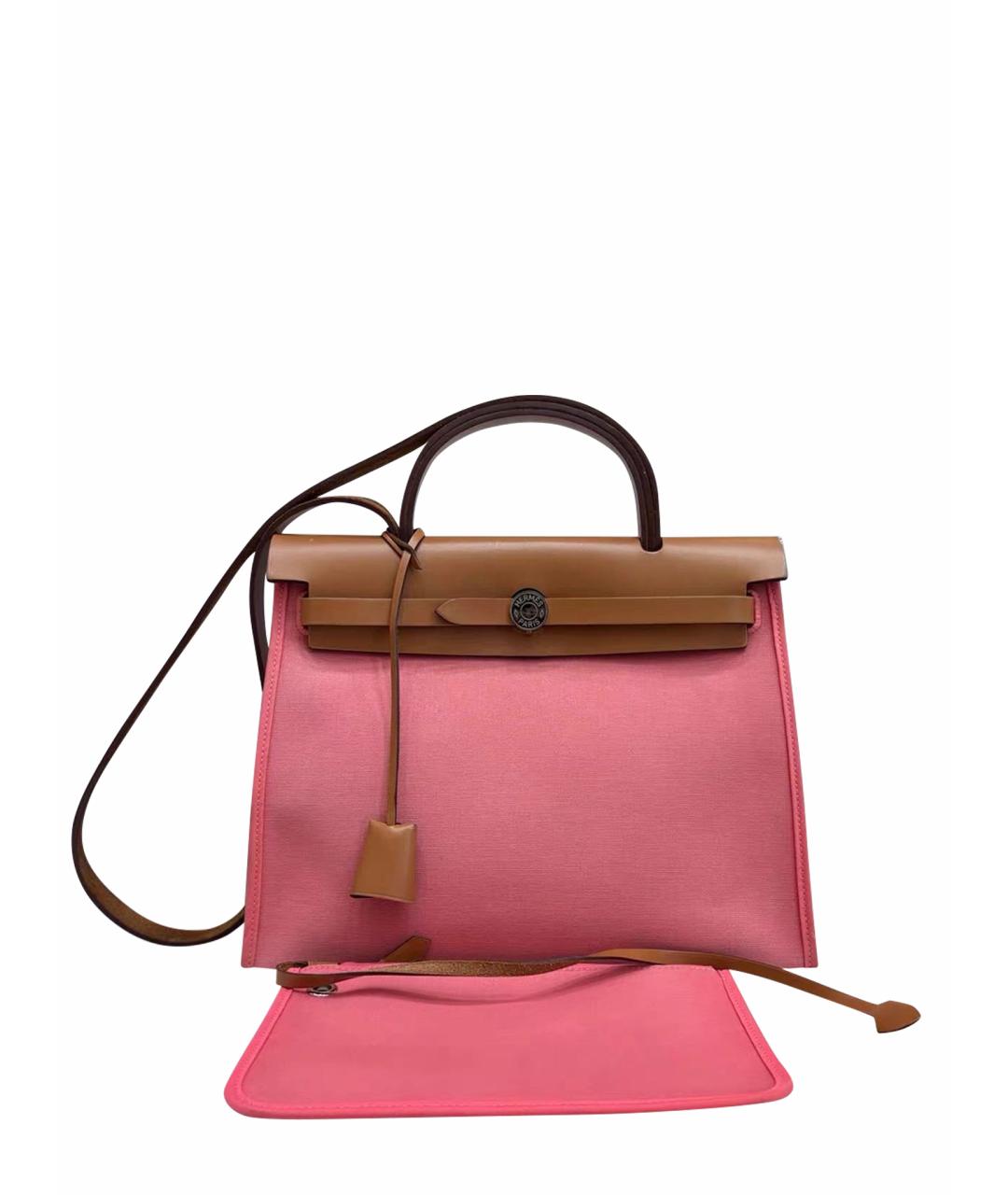HERMES Розовая тканевая сумка через плечо, фото 1