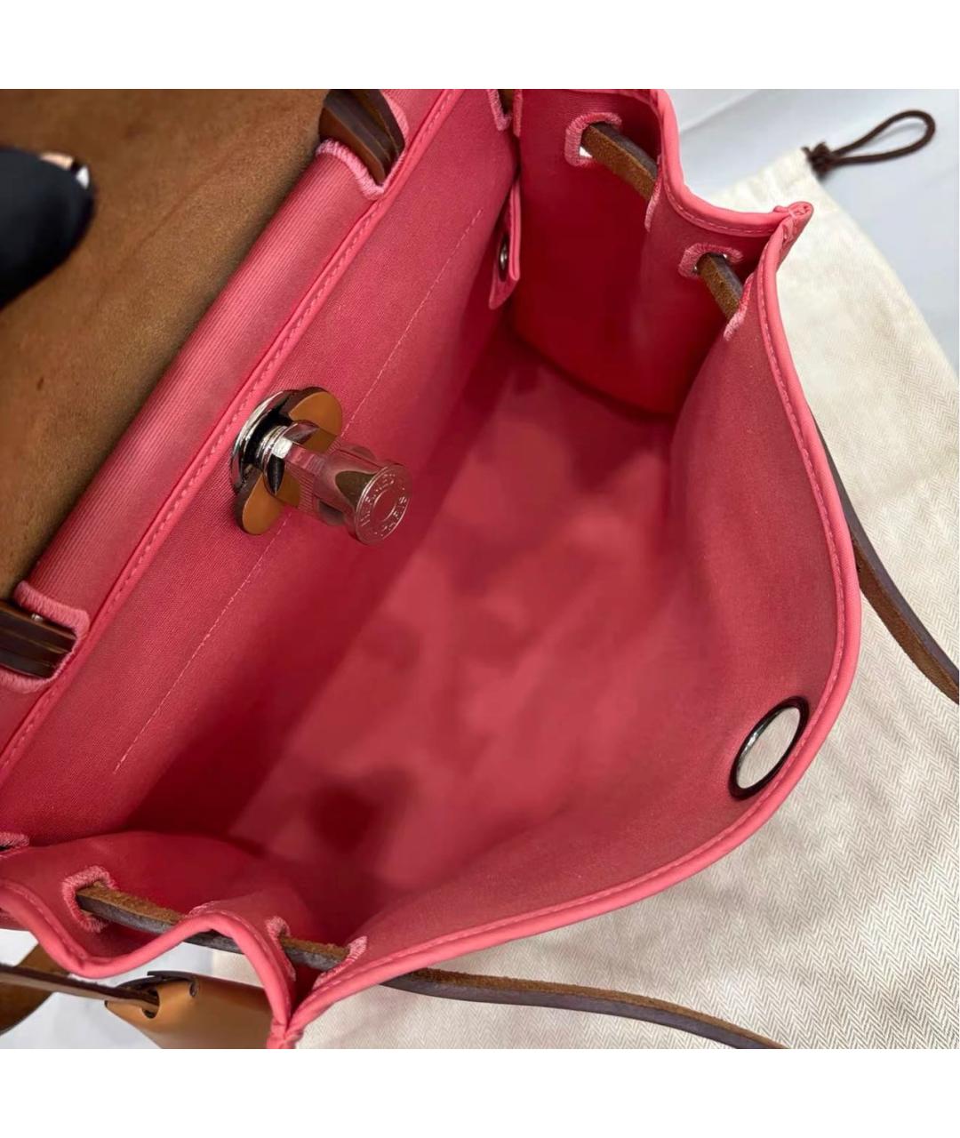 HERMES Розовая тканевая сумка через плечо, фото 6