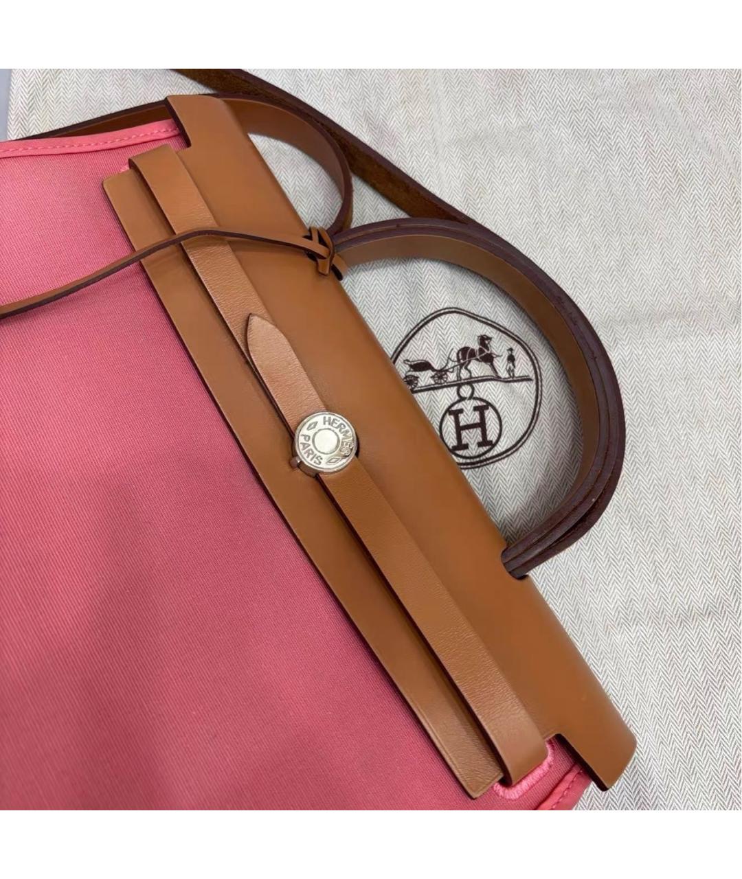 HERMES Розовая тканевая сумка через плечо, фото 7