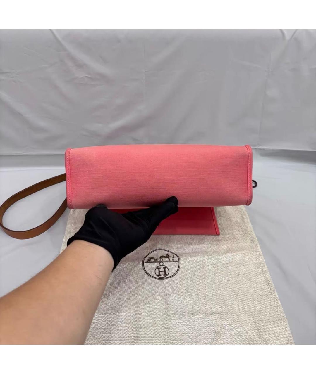 HERMES Розовая тканевая сумка через плечо, фото 5
