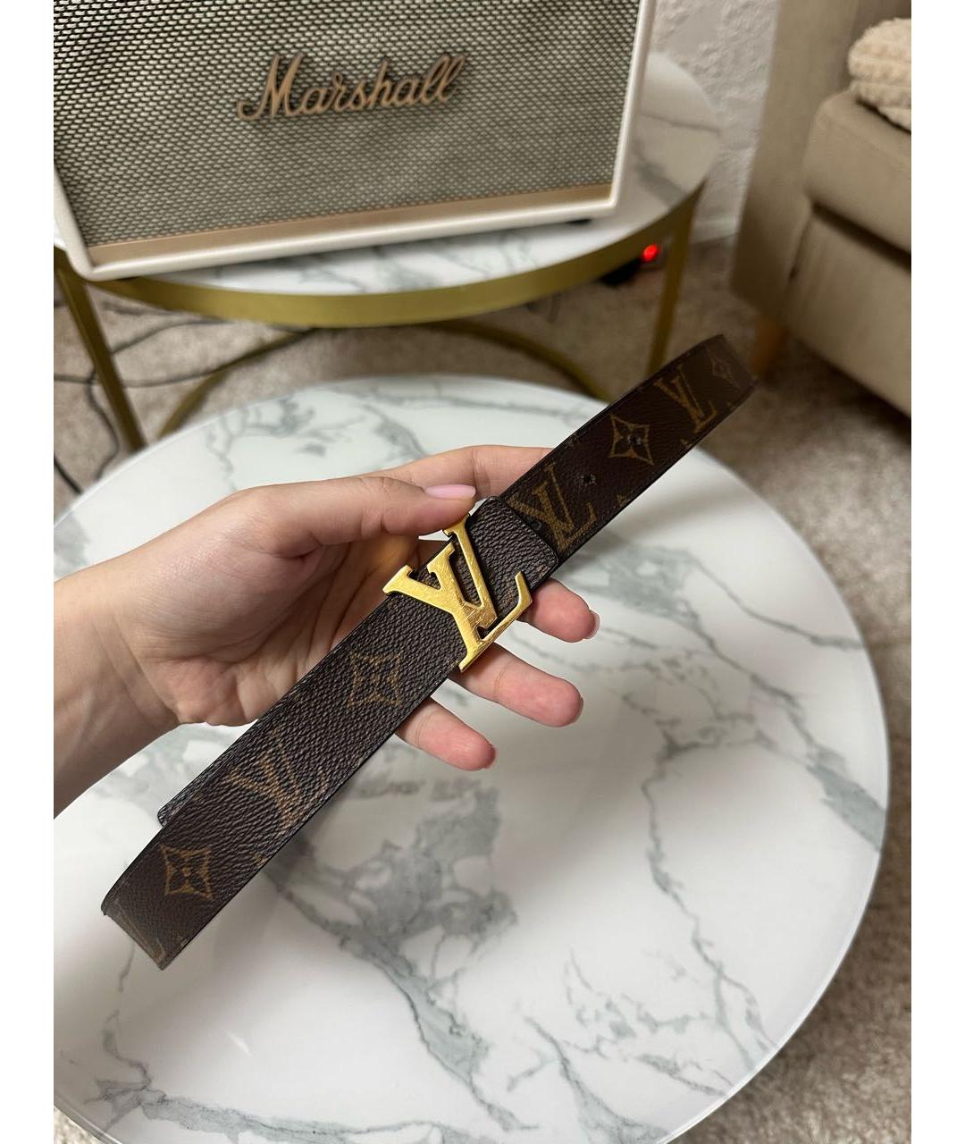 LOUIS VUITTON Коричневый кожаный ремень, фото 5