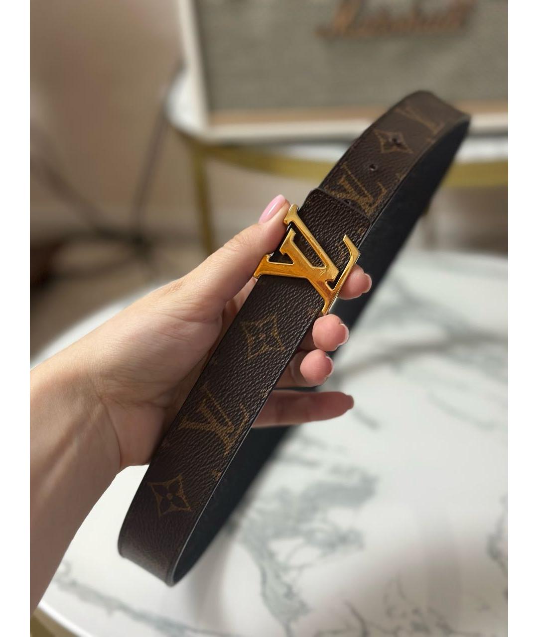 LOUIS VUITTON Коричневый кожаный ремень, фото 3