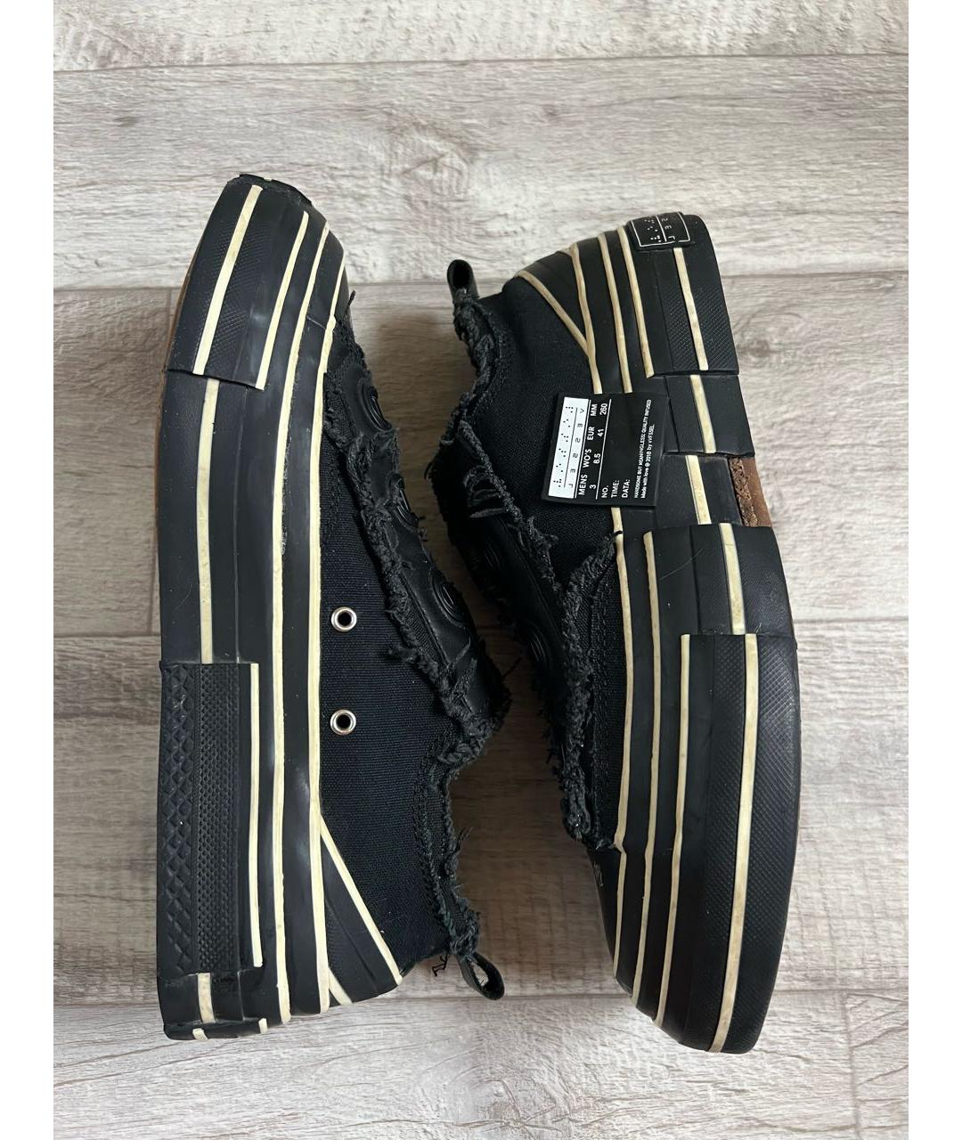 YOHJI YAMAMOTO Черные текстильные низкие кроссовки / кеды, фото 4