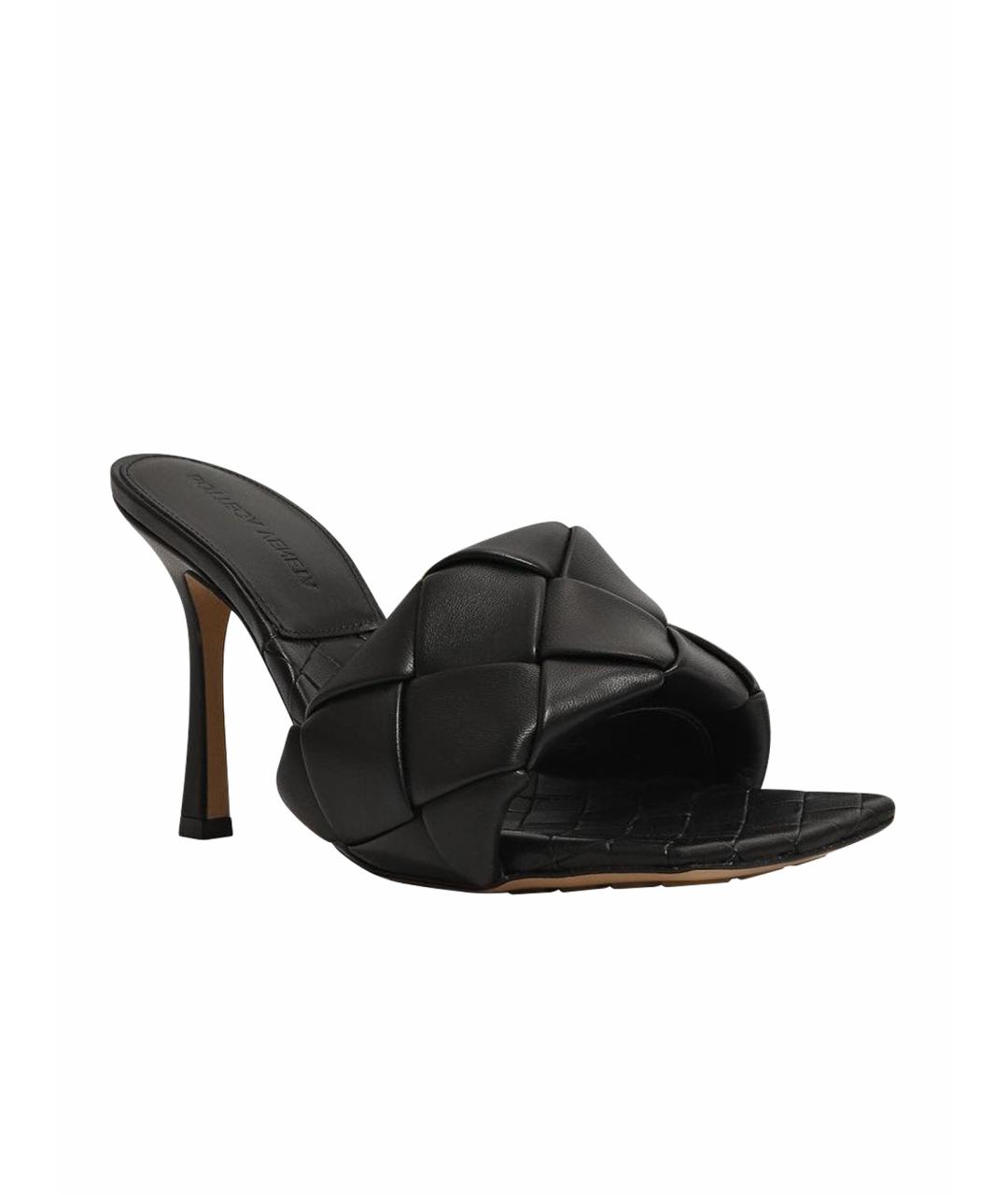 BOTTEGA VENETA Черные кожаные мюли, фото 1