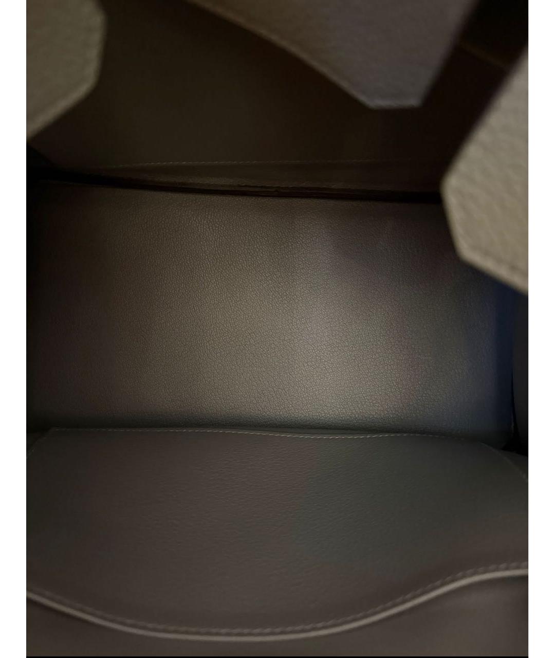 HERMES Серая кожаная сумка с короткими ручками, фото 5