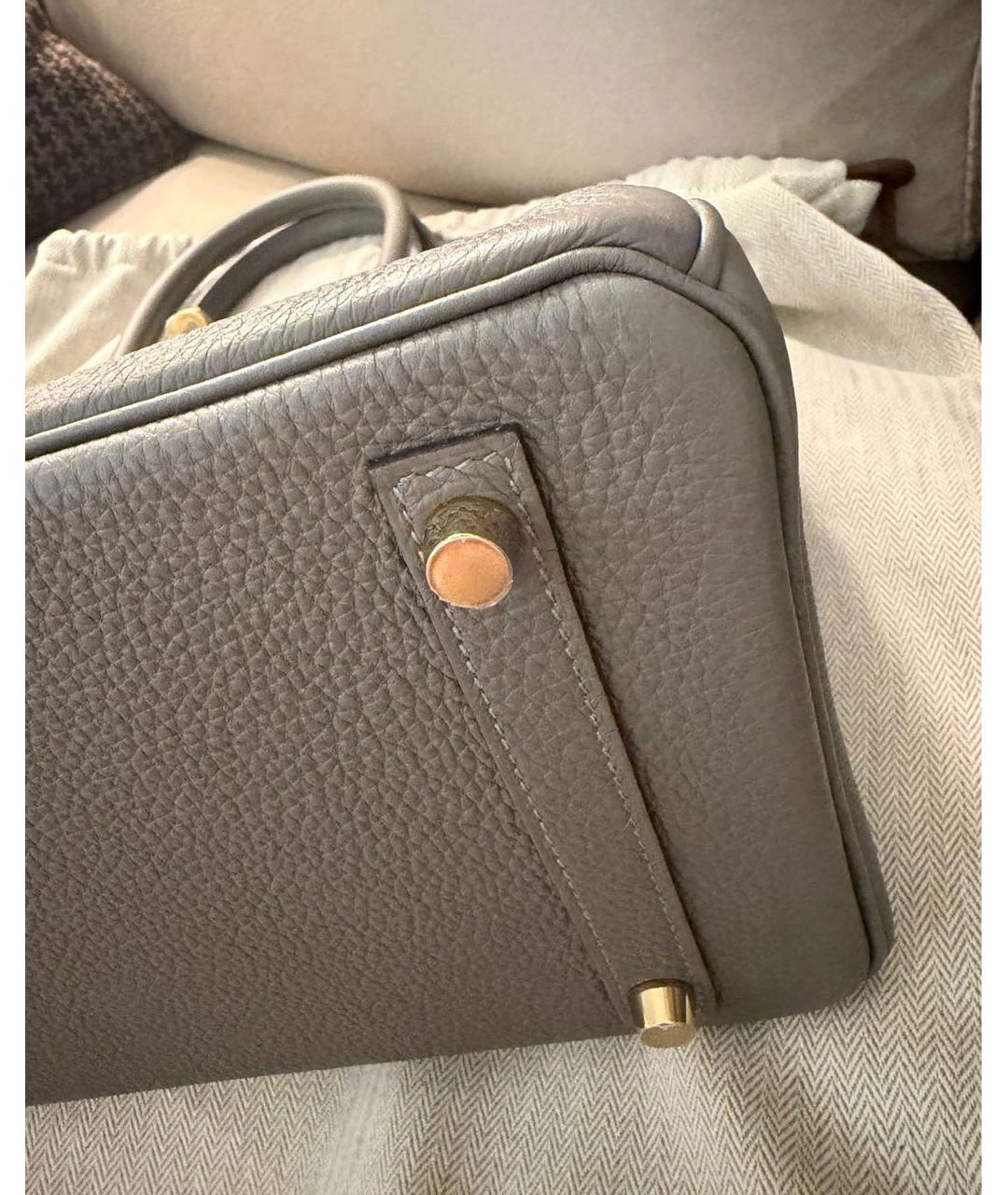 HERMES Серая кожаная сумка с короткими ручками, фото 7