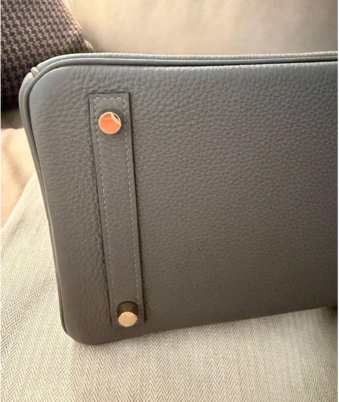 HERMES Серая кожаная сумка с короткими ручками, фото 6