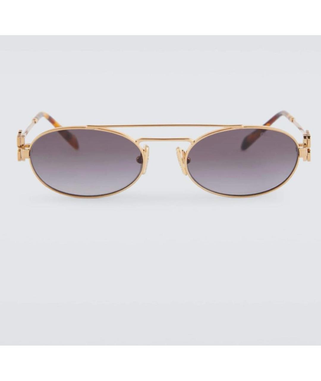 MIU MIU Золотые металлические солнцезащитные очки, фото 4