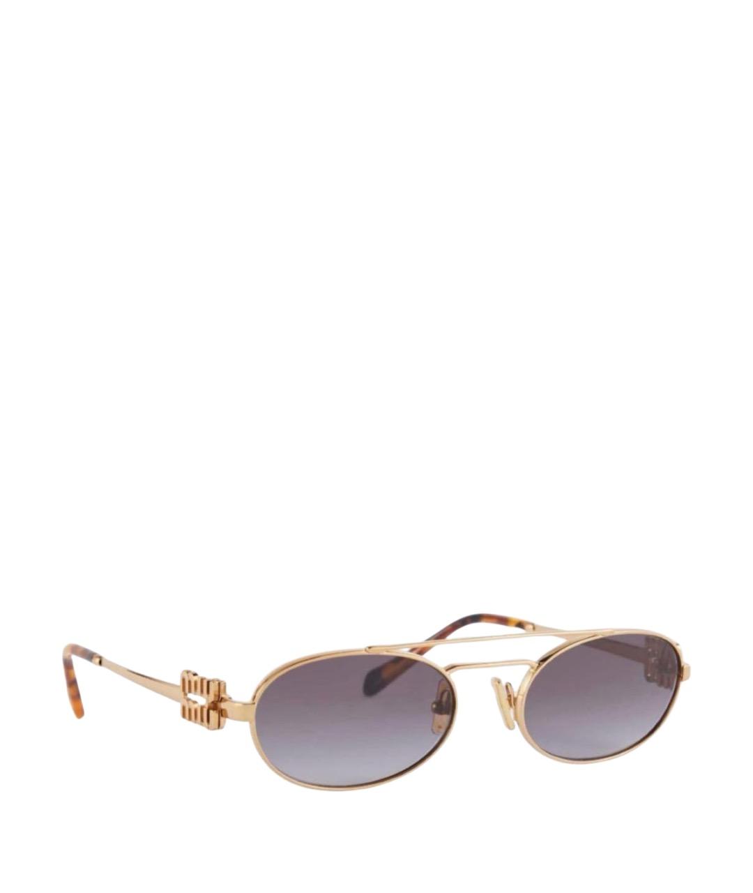MIU MIU Золотые металлические солнцезащитные очки, фото 1