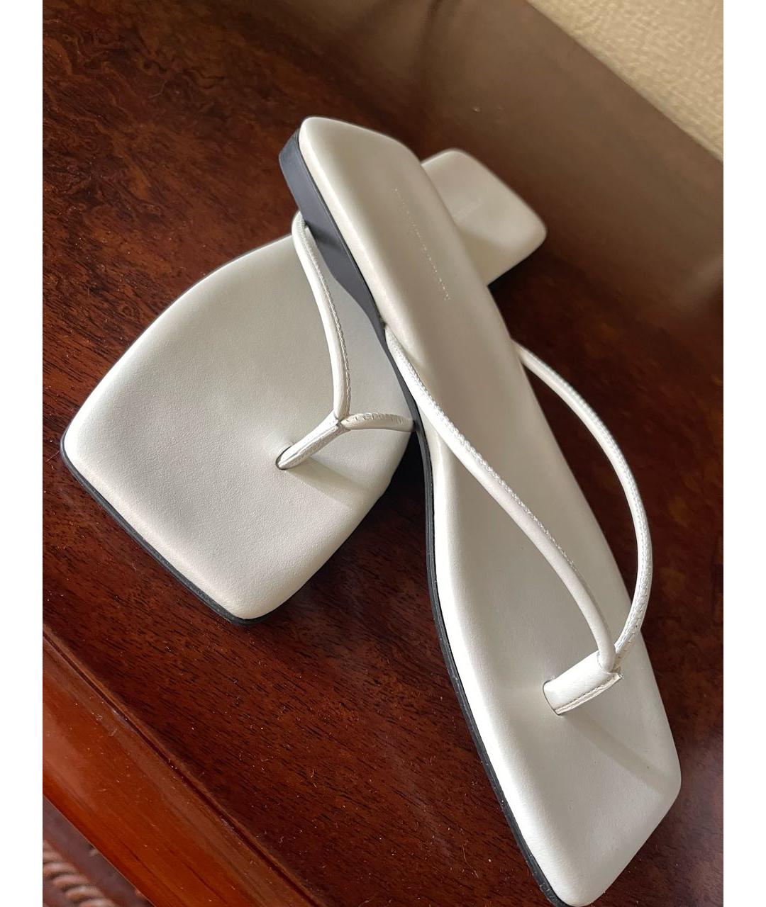 BY MALENE BIRGER Белые кожаные шлепанцы, фото 4