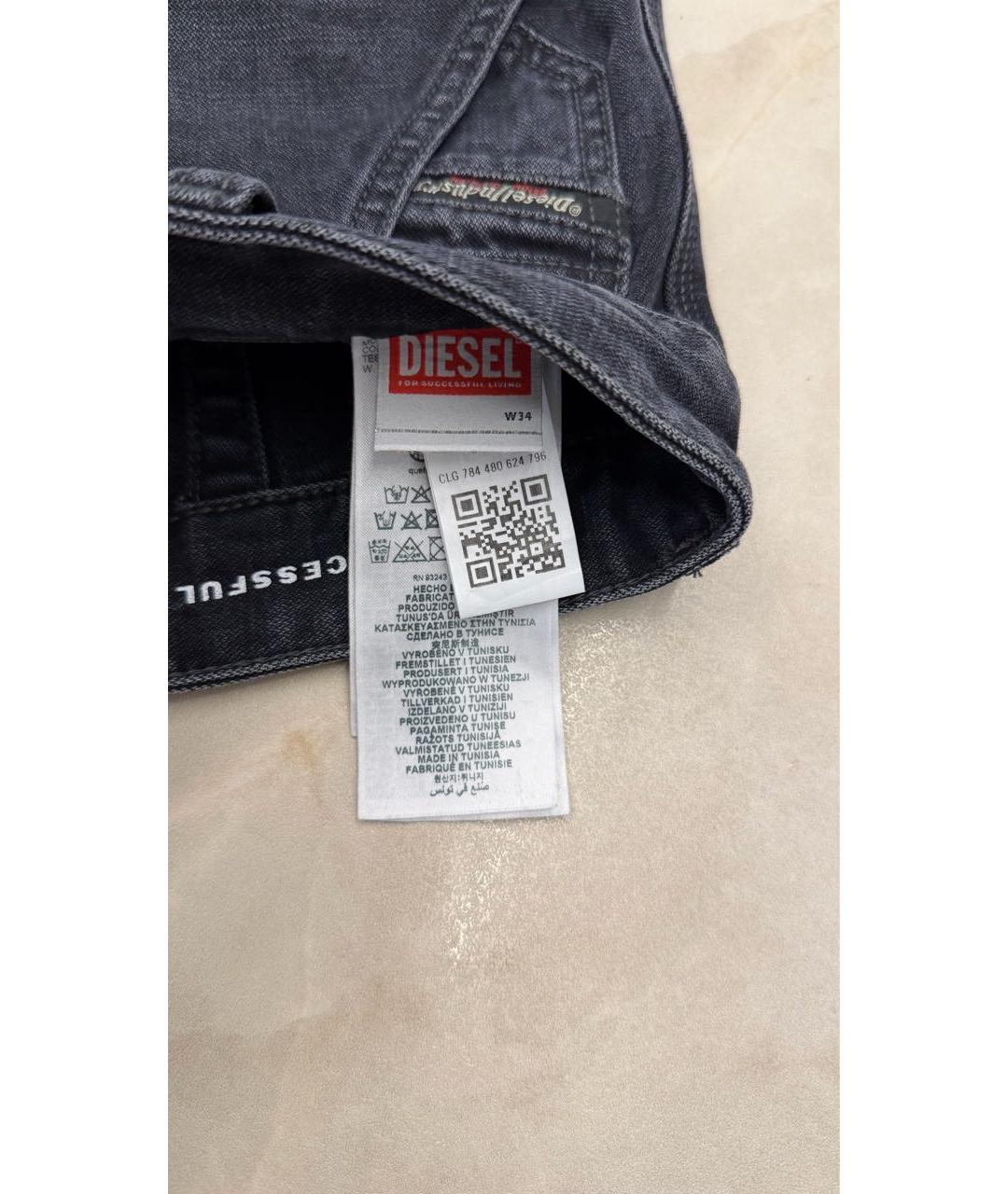DIESEL Черные хлопковые прямые джинсы, фото 4