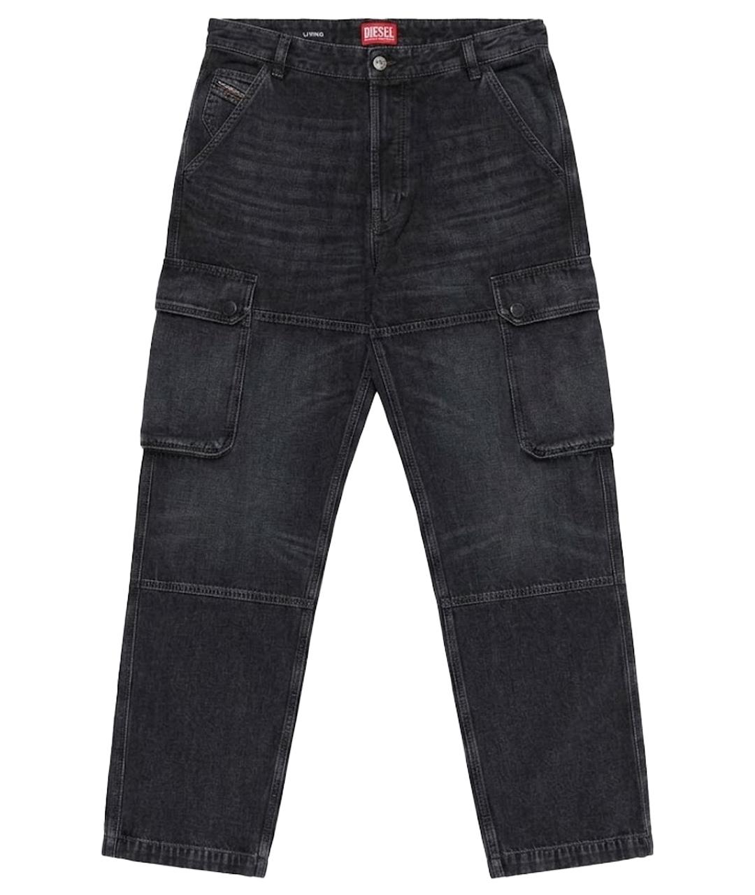 DIESEL Черные хлопковые прямые джинсы, фото 1