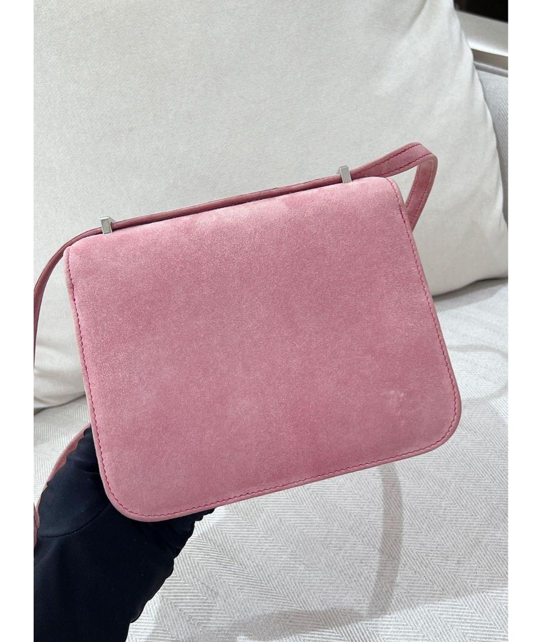HERMES Розовая замшевая сумка через плечо, фото 3