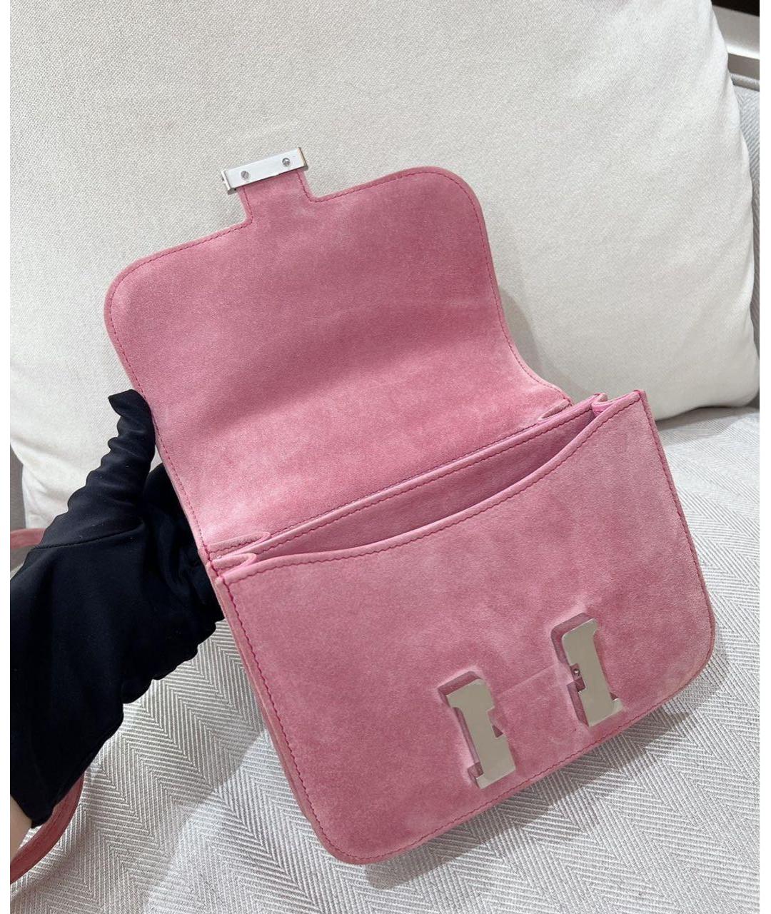 HERMES Розовая замшевая сумка через плечо, фото 2
