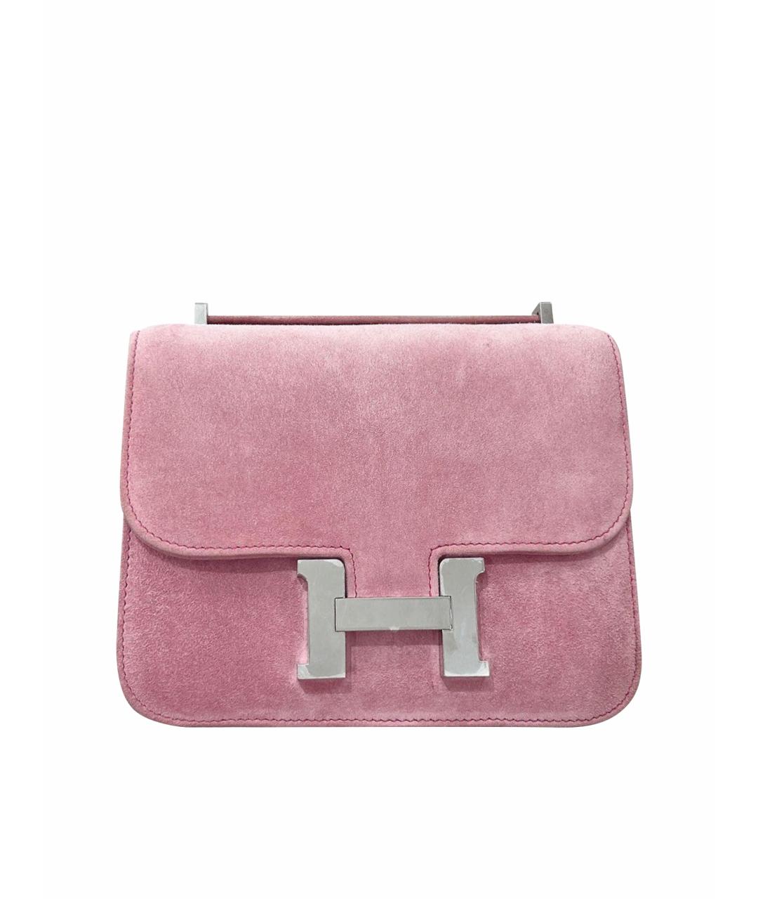 HERMES Розовая замшевая сумка через плечо, фото 1