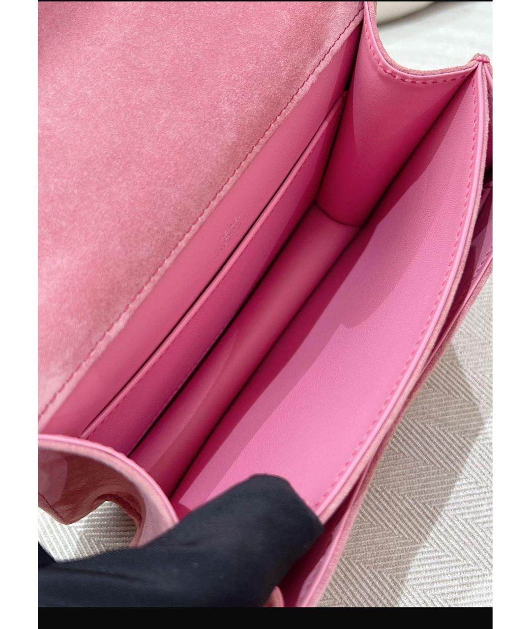 HERMES Розовая замшевая сумка через плечо, фото 5